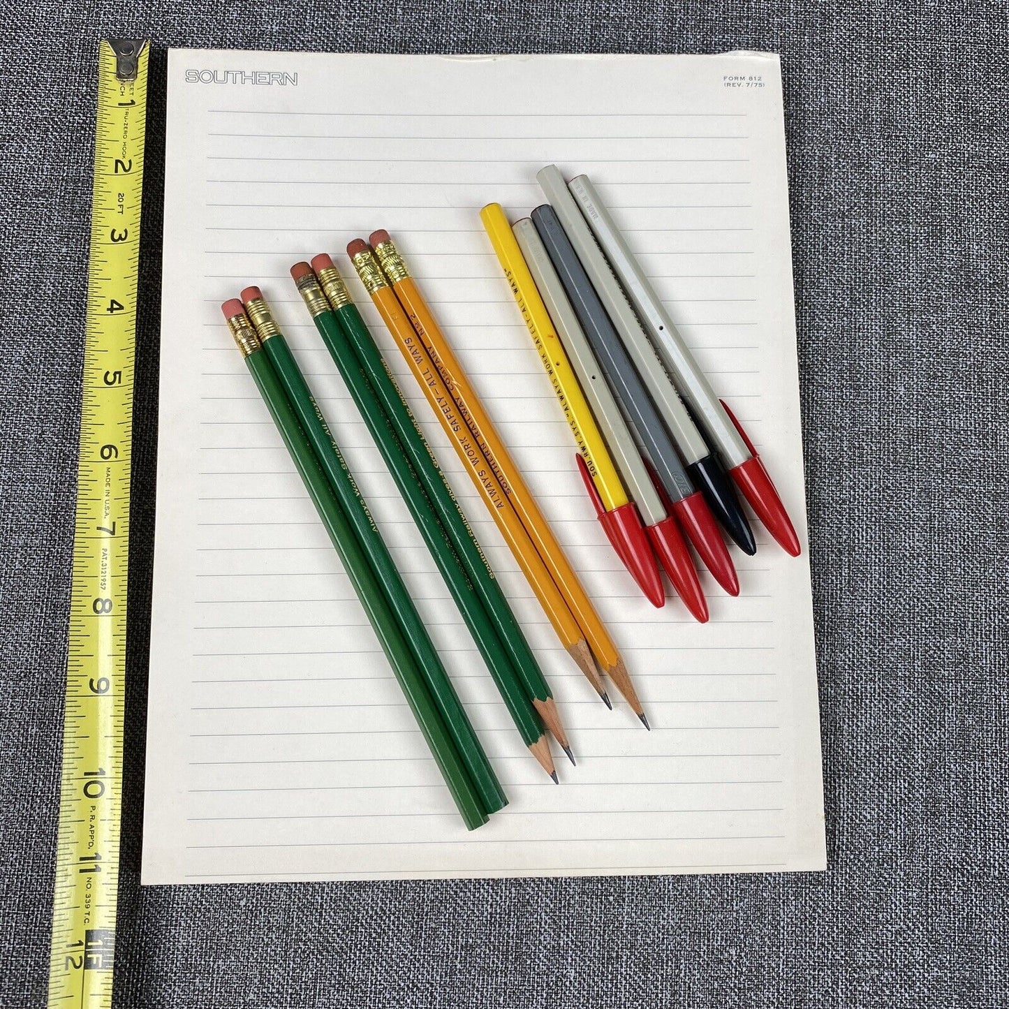 Southern Railway System SOU Railroad Notepad Form 812 and Pencils 1970's