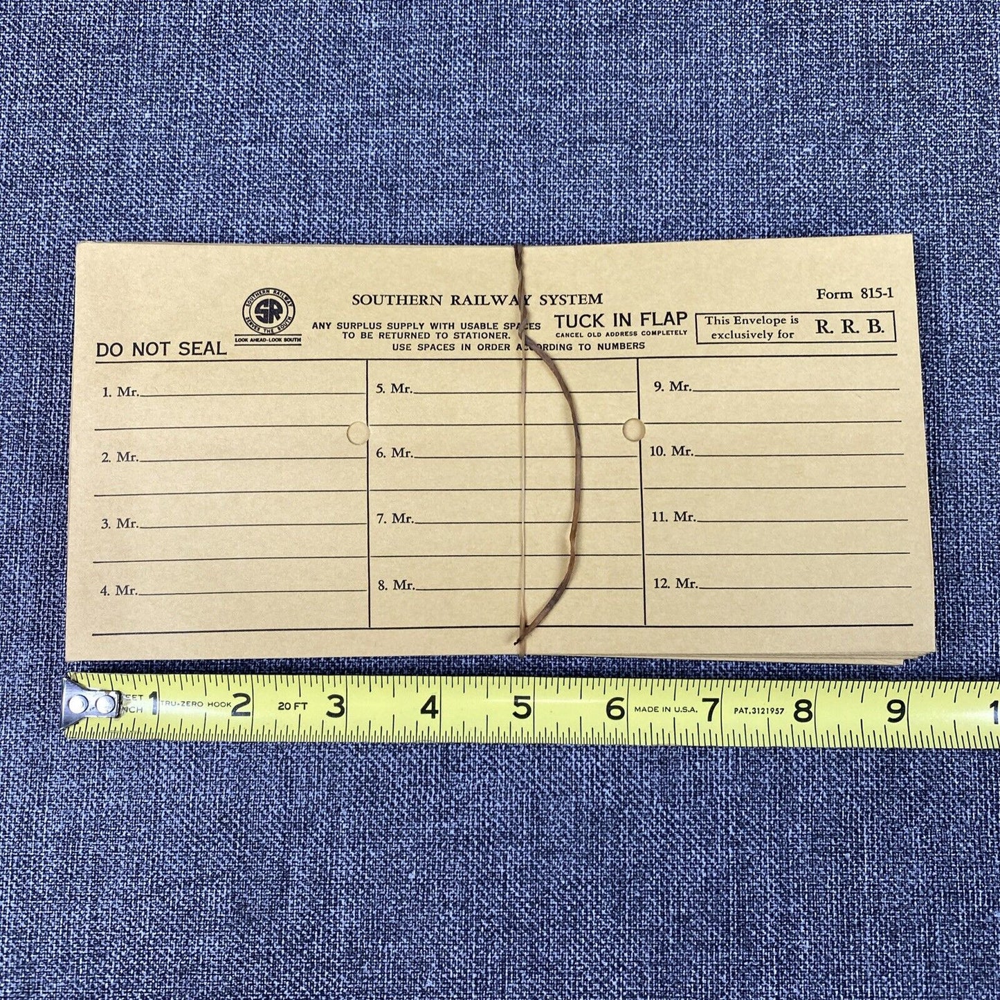 Southern Railway System SOU Railroad lot of 23 Tuck in Flap Form 815-1 1970's