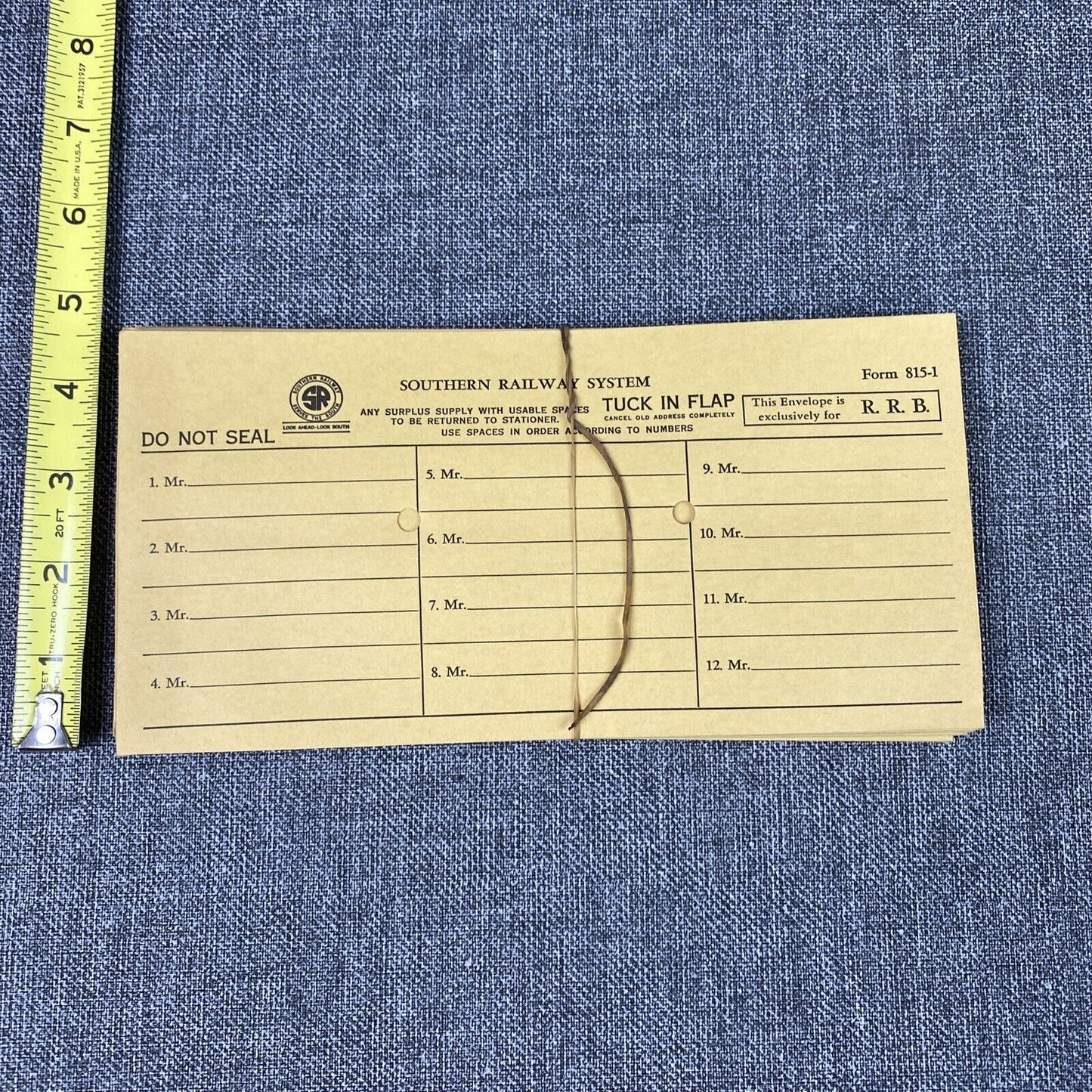 Southern Railway System SOU Railroad lot of 23 Tuck in Flap Form 815-1 1970's