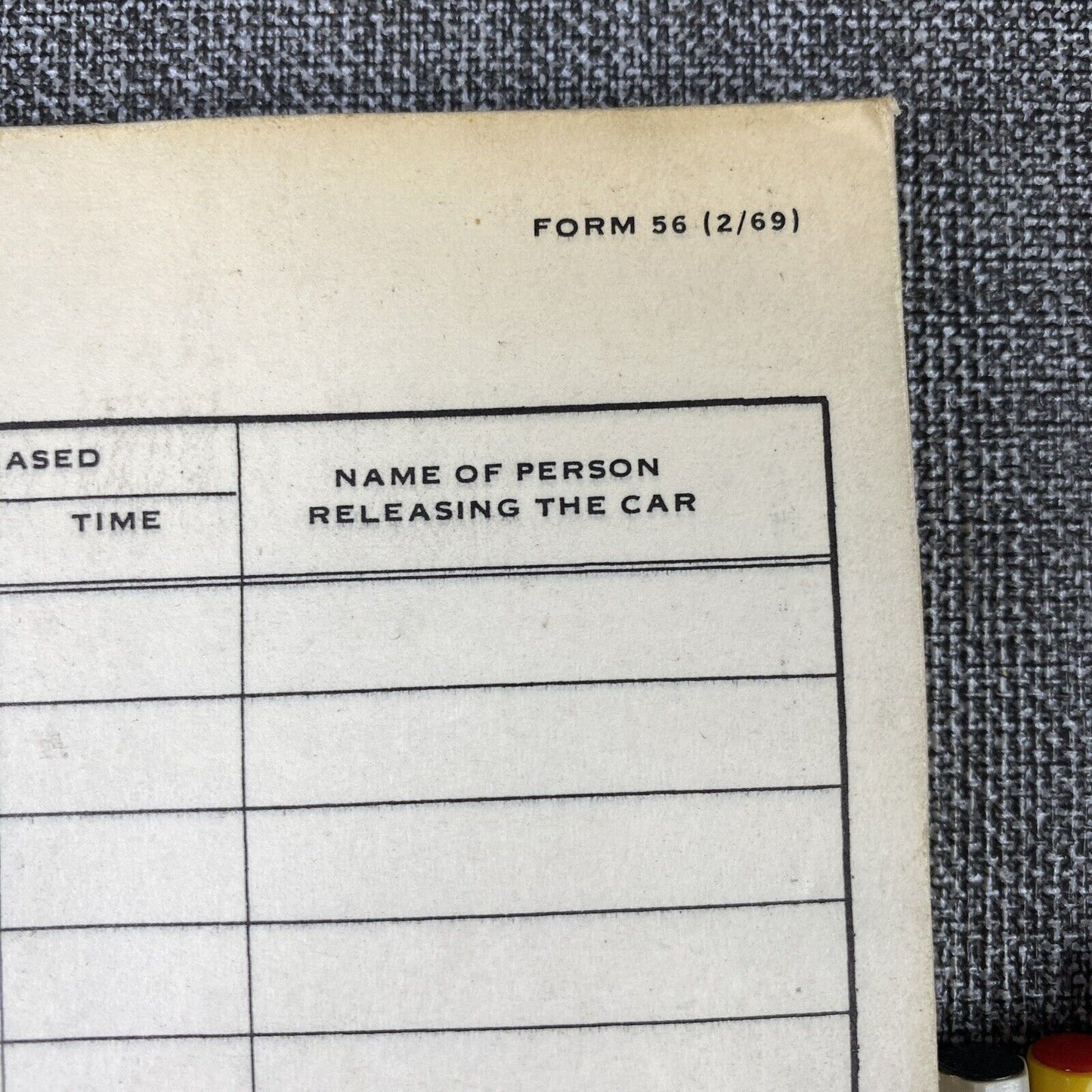 Southern Railway SOU RR lot of 50 Car Release Form #56 , Pencils and Pens, 1969