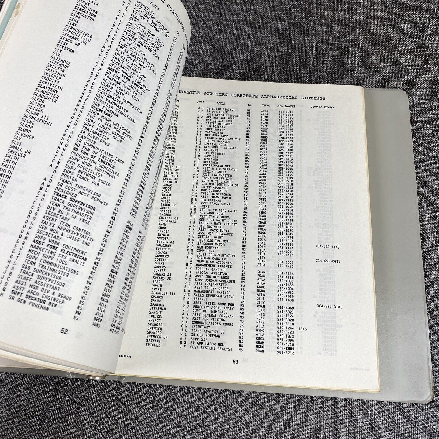 Vintage Norfolk Southern NS Railroad Telephone Directory