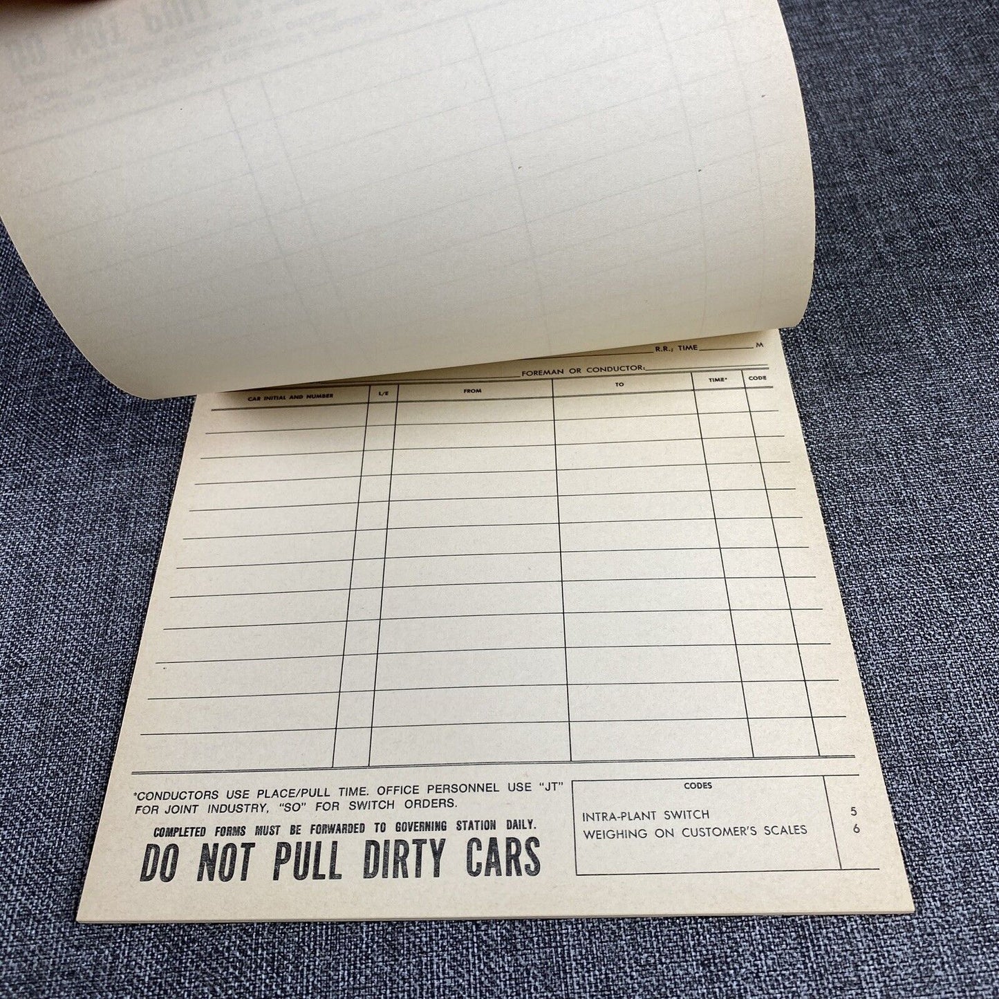 Vintage Southern Railway System Conductor's Report of Cars Handled Booklet