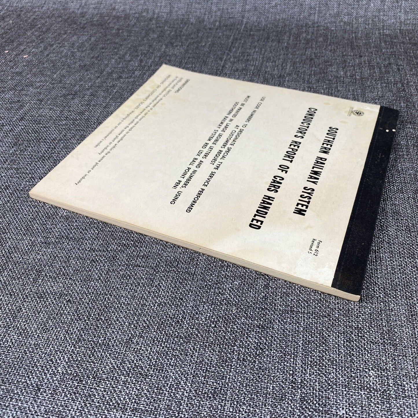 Vintage Southern Railway System Conductor's Report of Cars Handled Booklet