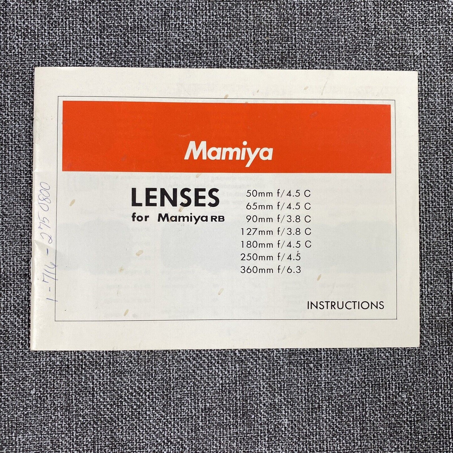 Mamiya Lenses for Mamiya RB Instructions Genuine Original Booklet