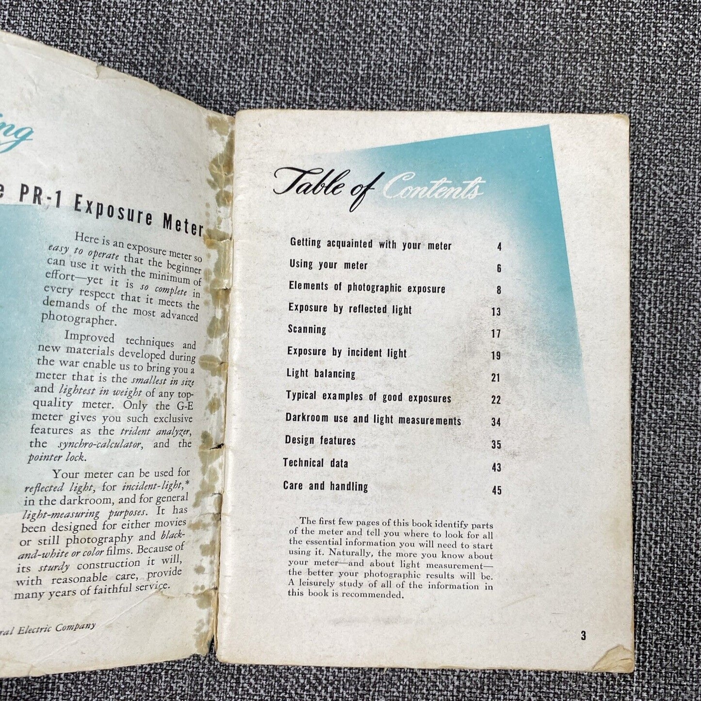 General Electric GE Light Exposure Meter Pr-1 Manual Only, 47 pages