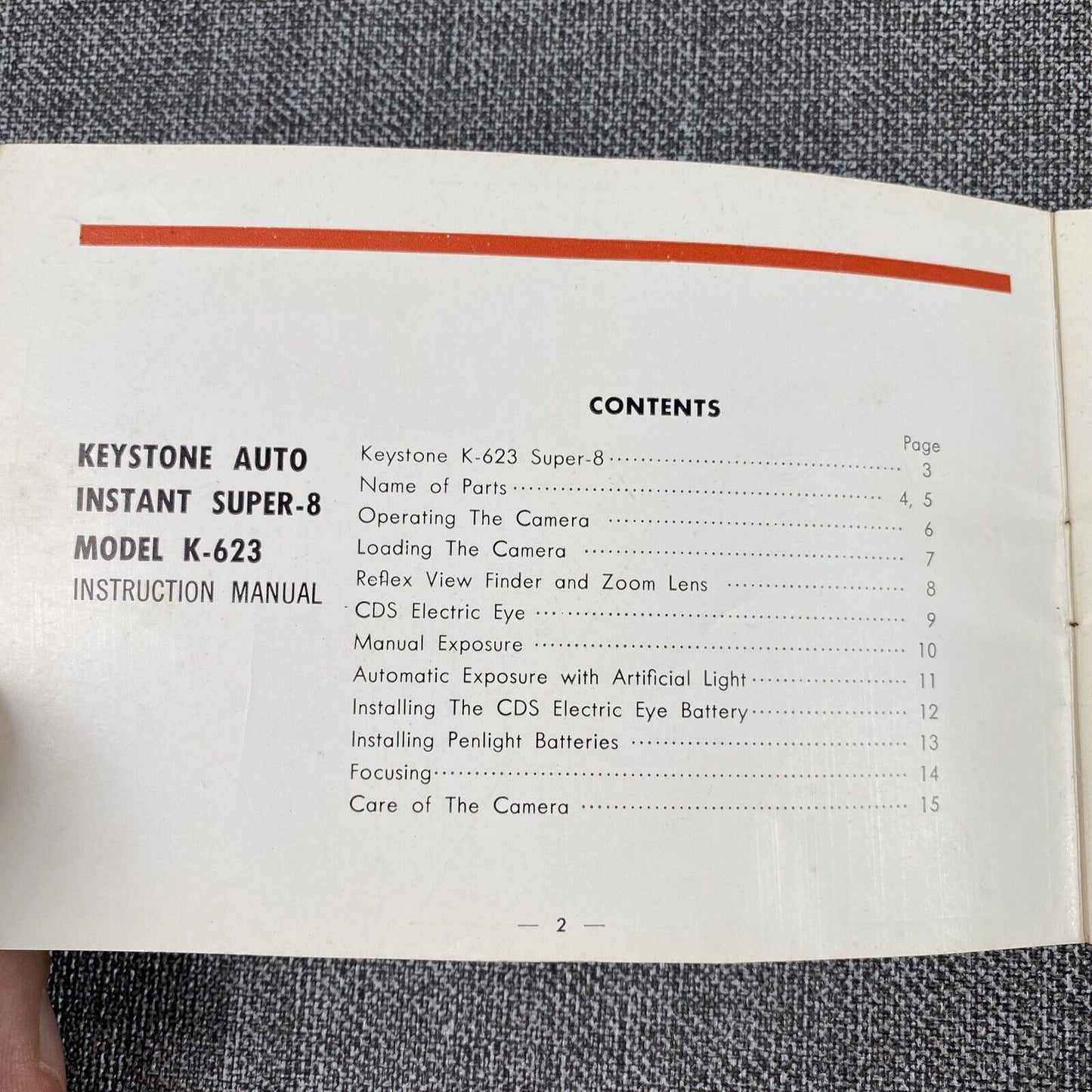 VTG Keystone K-623 Movie Camera Manual Only , 15 pages