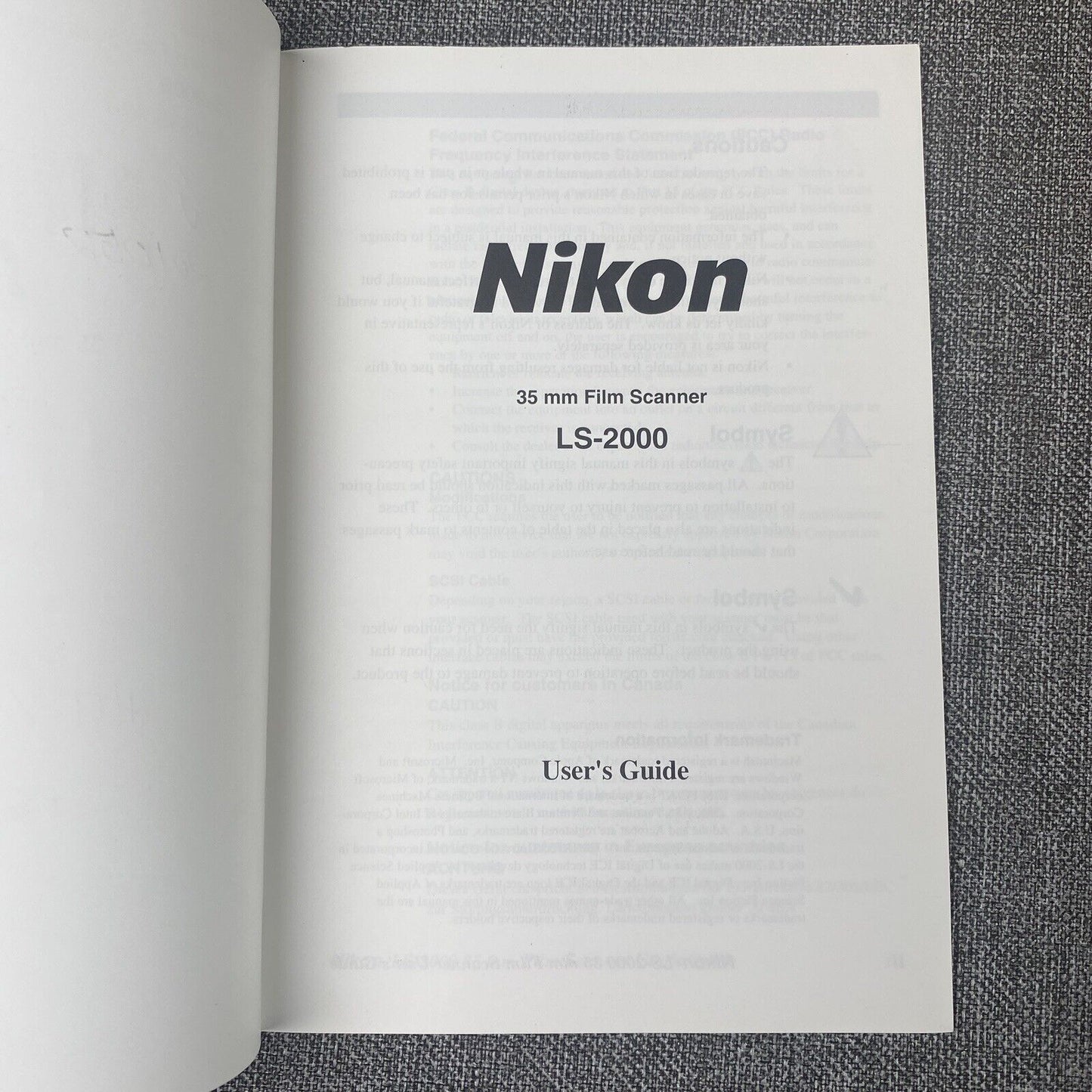 Nikon LS-2000 35mm Film Negative Scanner user's manual , 35 pages