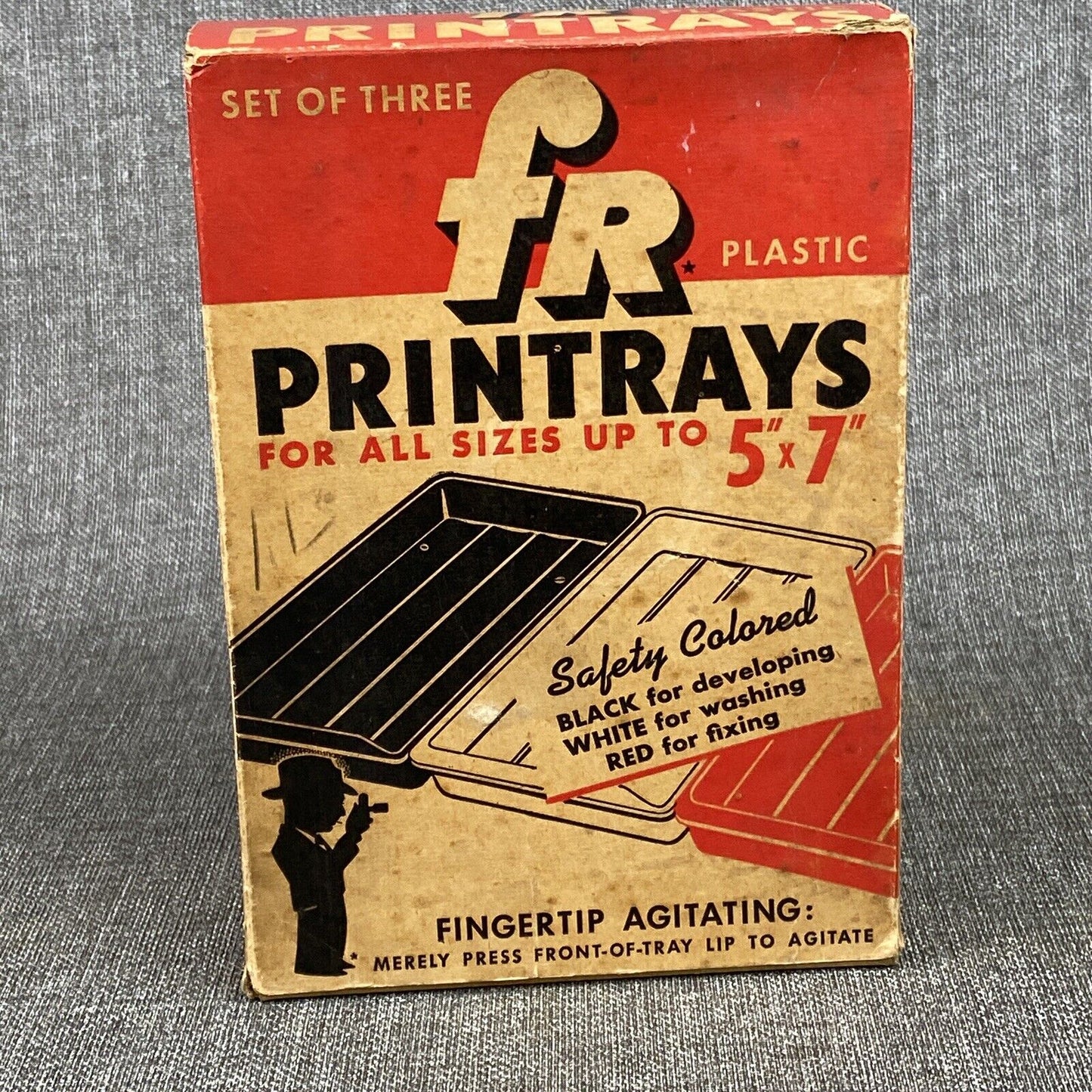 Vintage FR Corporation Set of 5"x7" Photo Darkroom Printing Trays with org. box