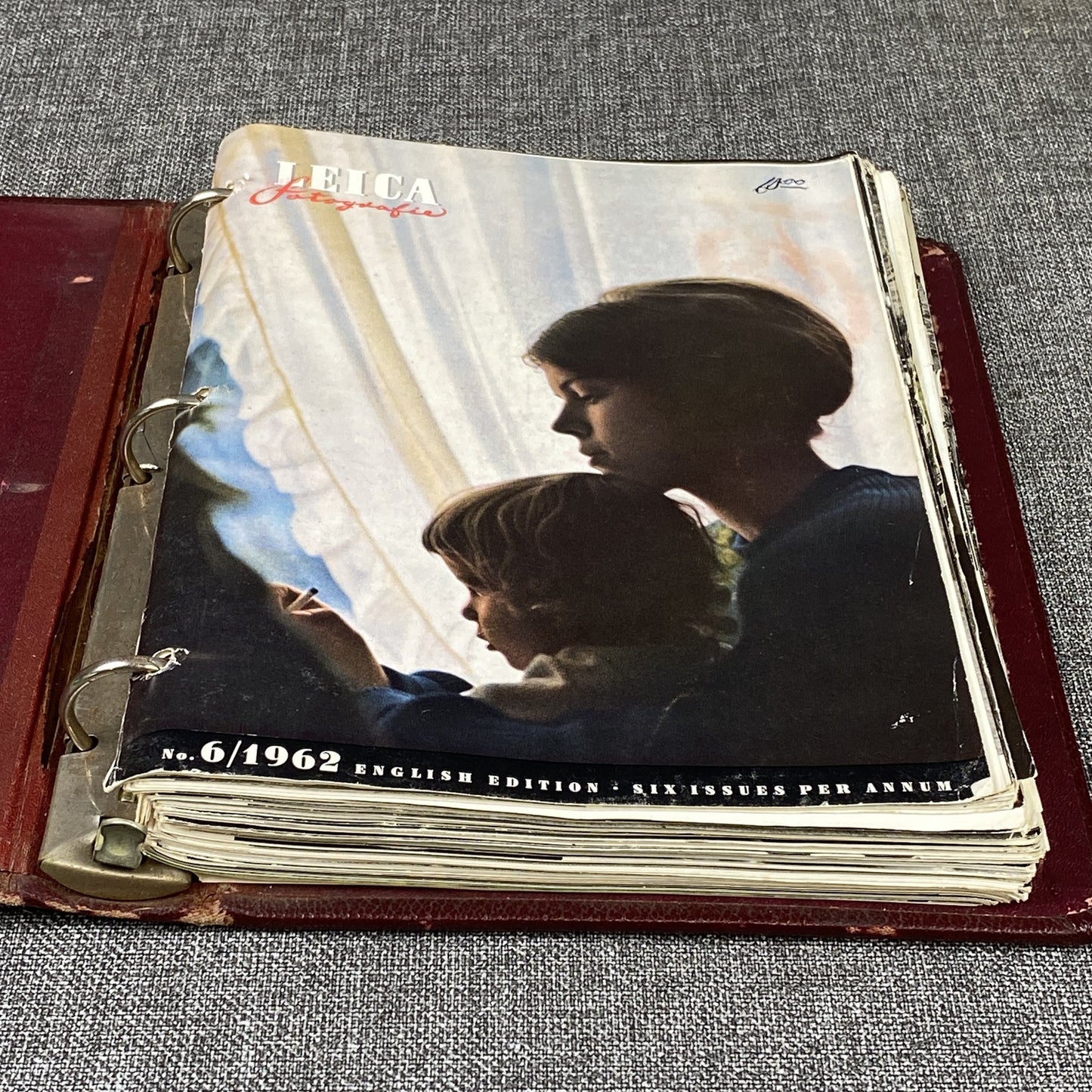 lot of Leica Fotografie Magazines English Edition from 1960's in a binder