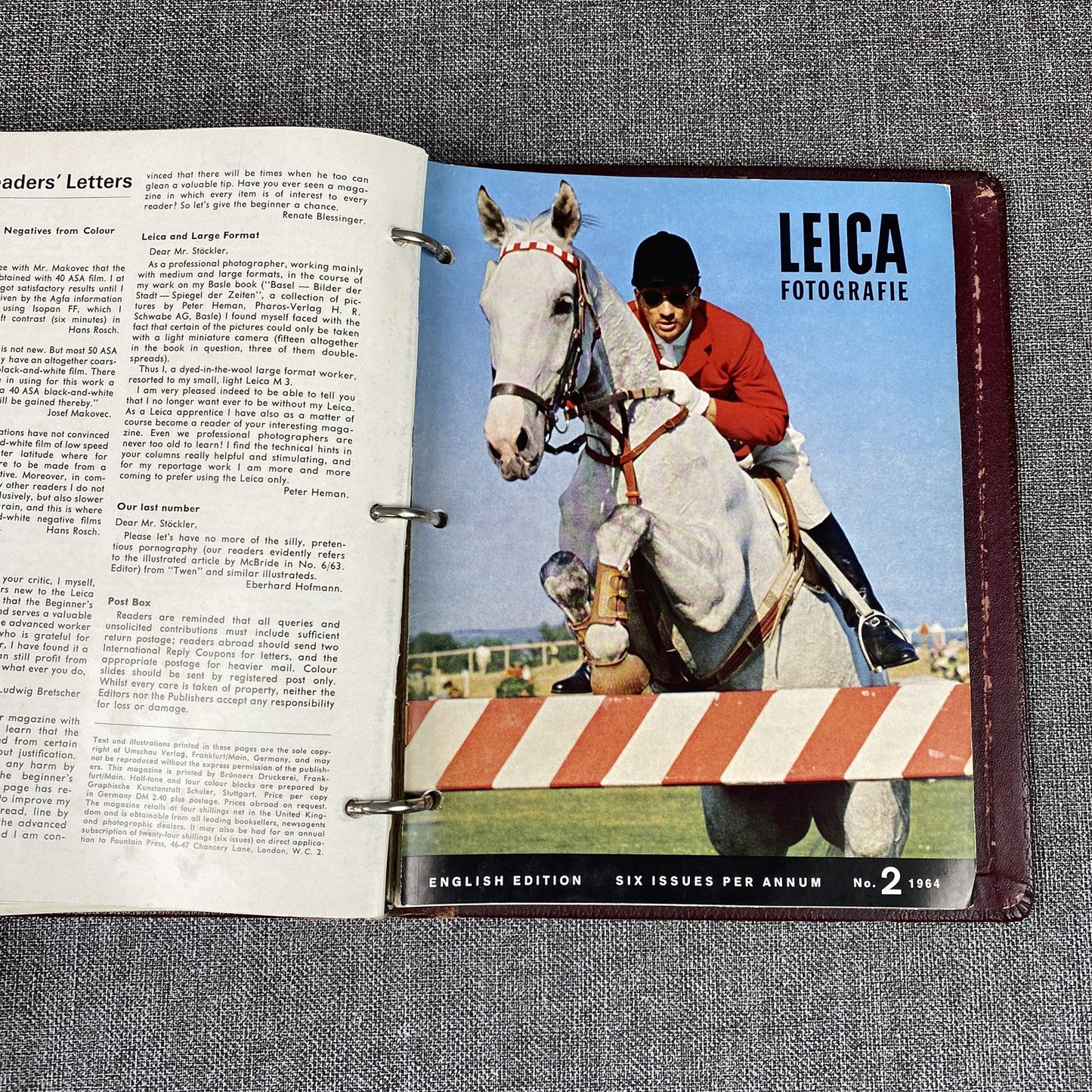 lot of Leica Fotografie Magazines English Edition from 1960's in a binder