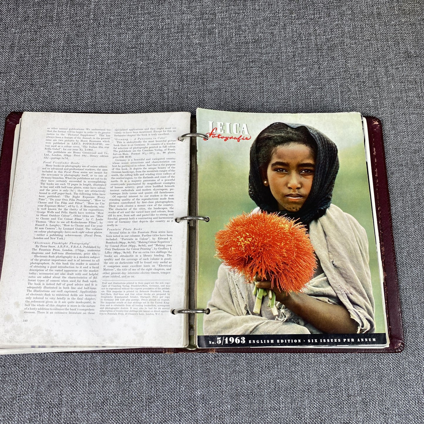 lot of Leica Fotografie Magazines English Edition from 1960's in a binder