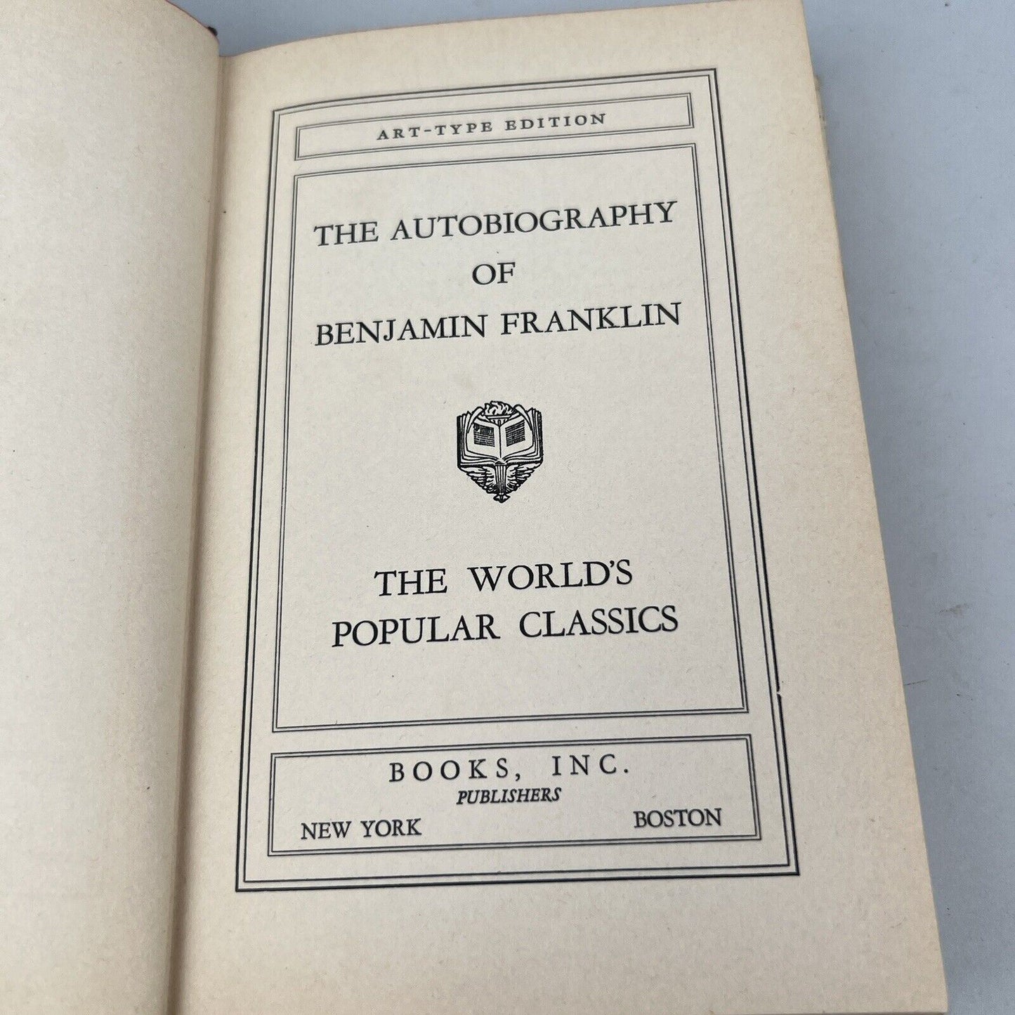 The Autobiography of Benjamin Franklin HC Books, Inc. Publishers Art Edition