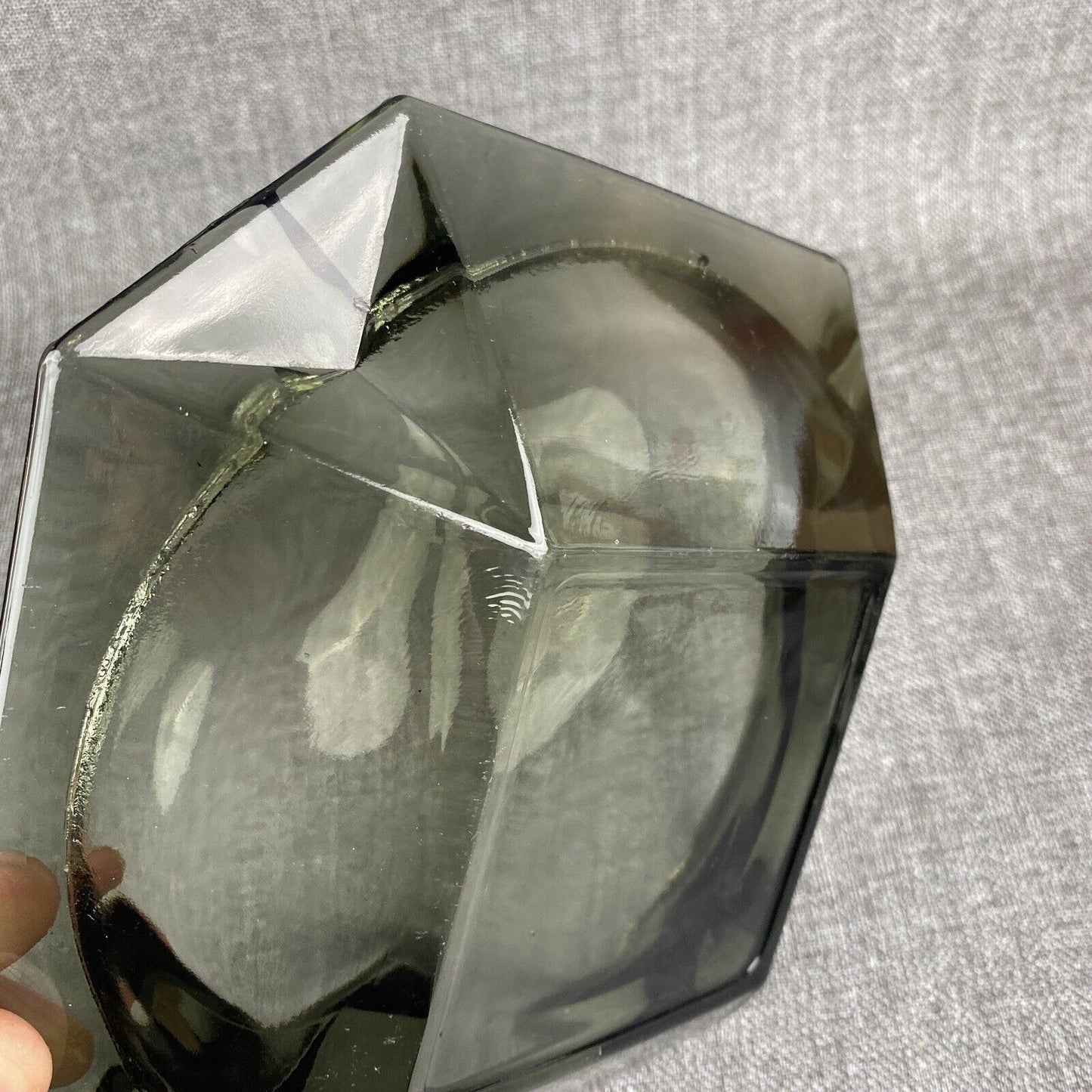 Vintage Large Smoke Glass Ashtray Grey 10"x10"