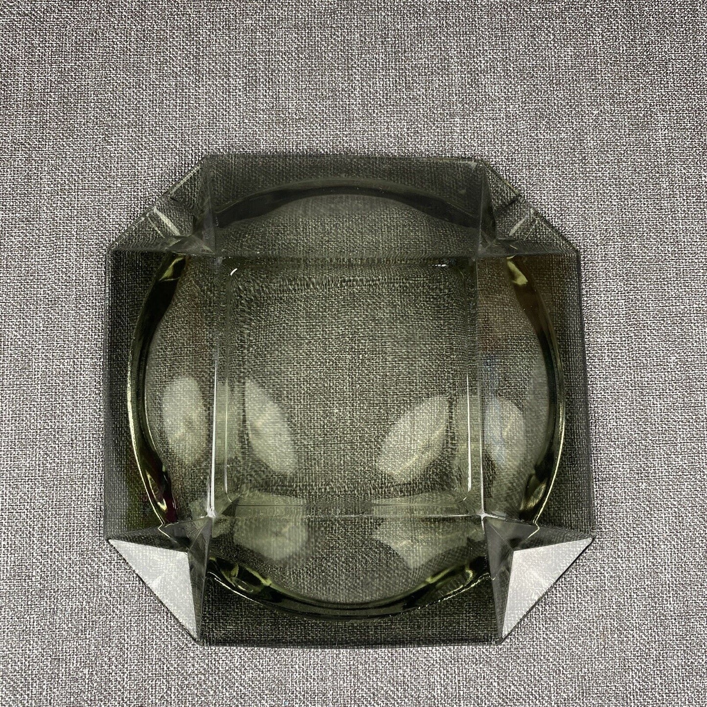 Vintage Large Smoke Glass Ashtray Grey 10"x10"