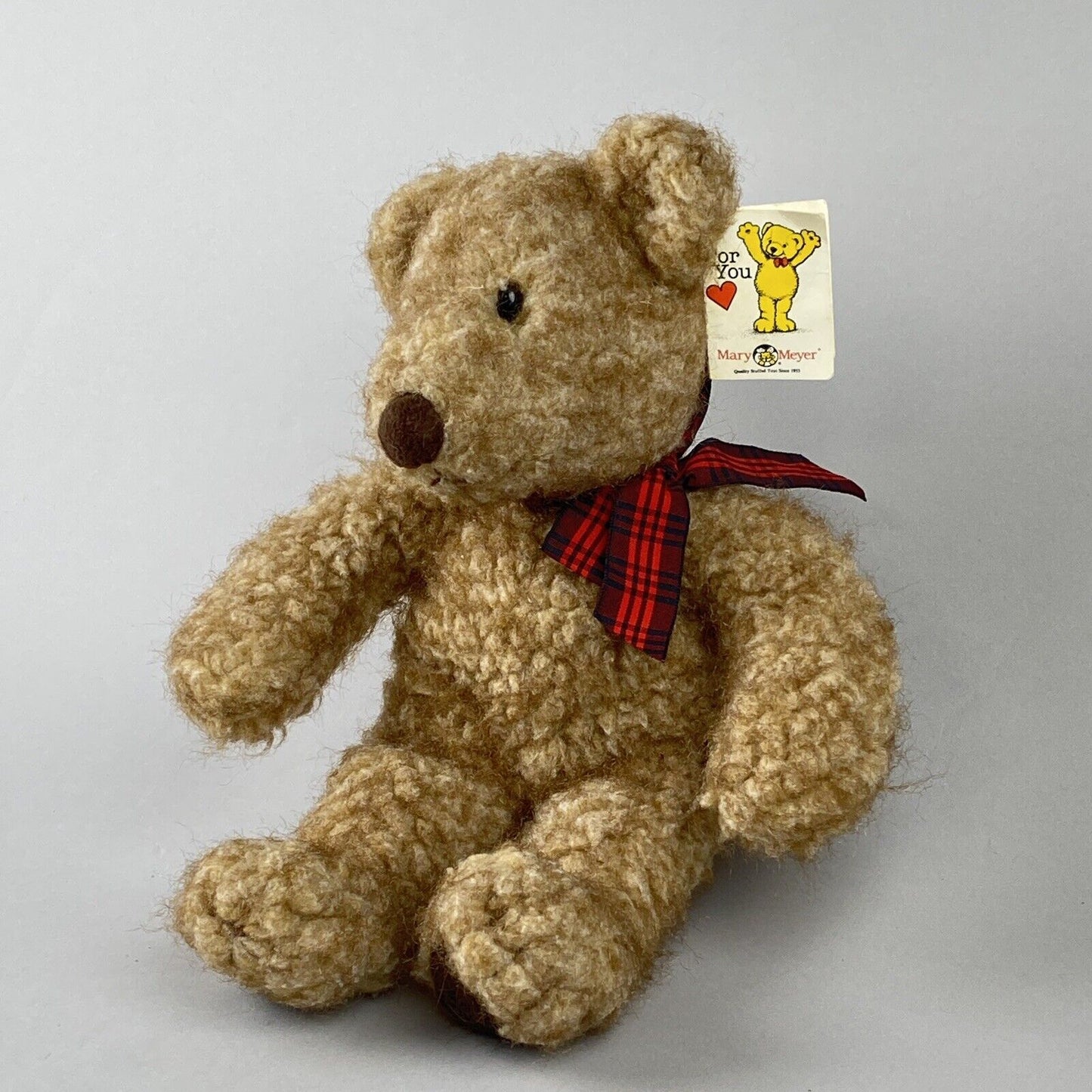 Vintage 1997 Mary Meyer "Graham" Teddy Bear Plush Wearing Plaid Bow 13" w/Tags