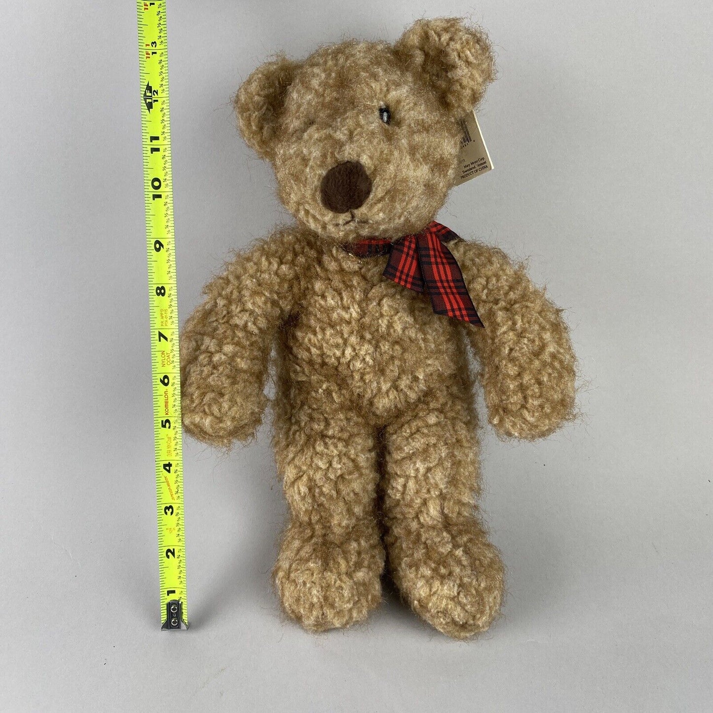 Vintage 1997 Mary Meyer "Graham" Teddy Bear Plush Wearing Plaid Bow 13" w/Tags