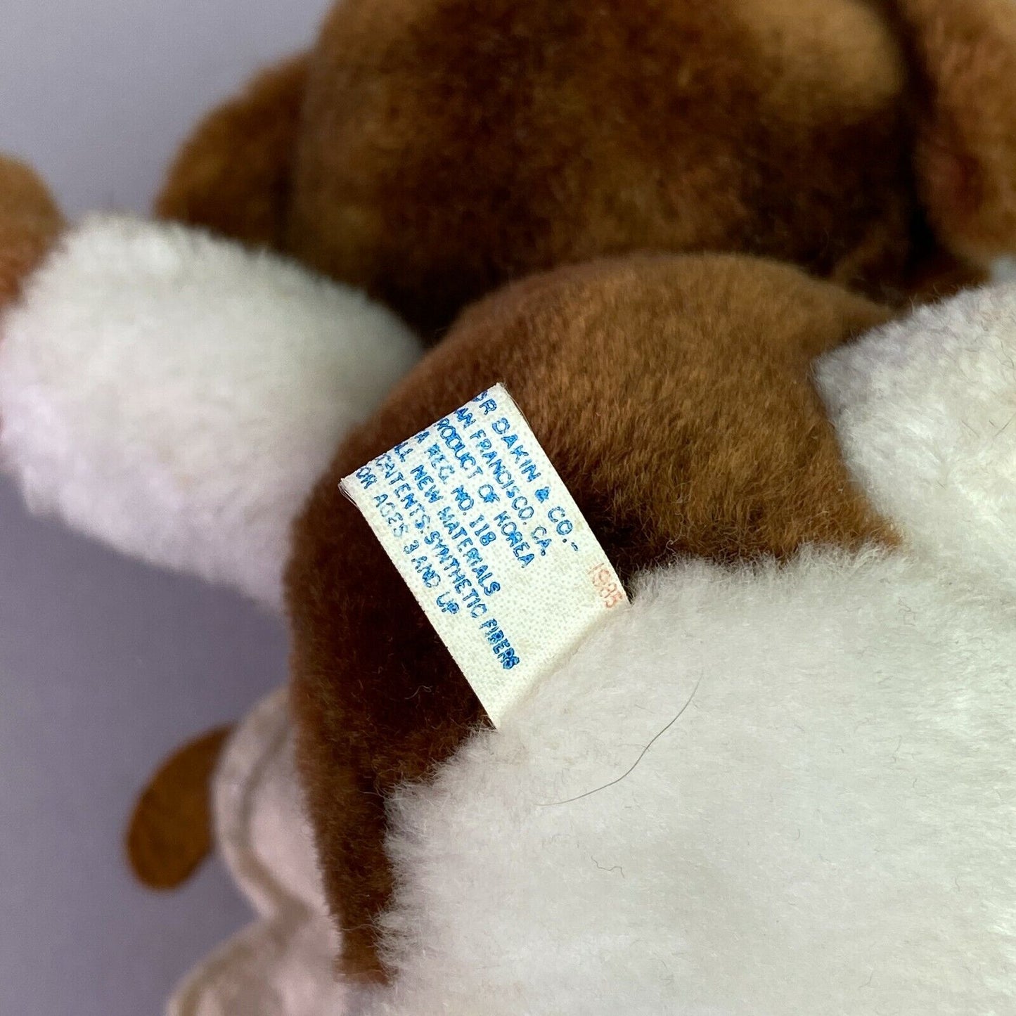 Vintage 1985 Dakin Small 5” Stuffed Plush Puppy Dog