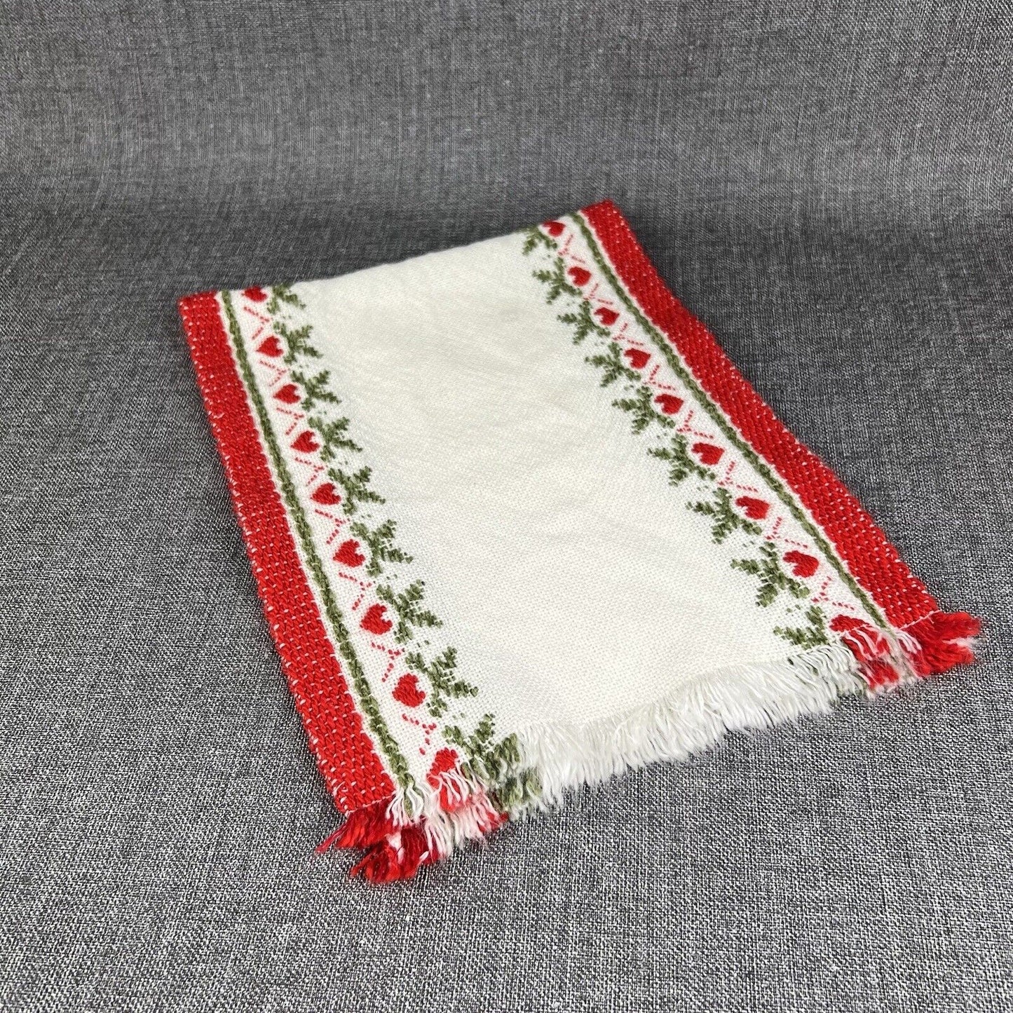 Vintage Decorative Hand Towels 28”x11” Material Acrylic Red and Green