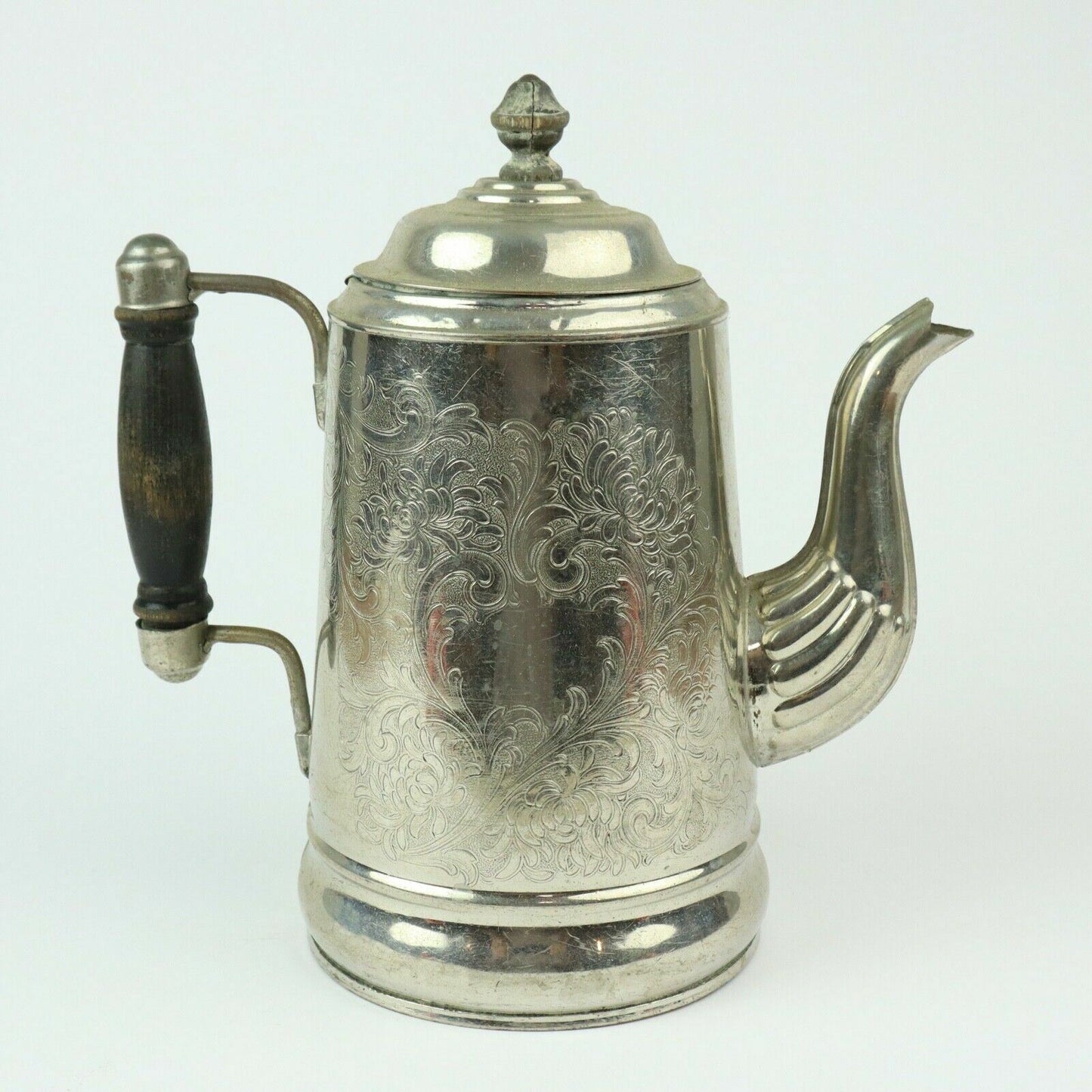 Vintage Tin Pitcher 9" Tall, 5" Base (Lightweight, Camping, Van Life)
