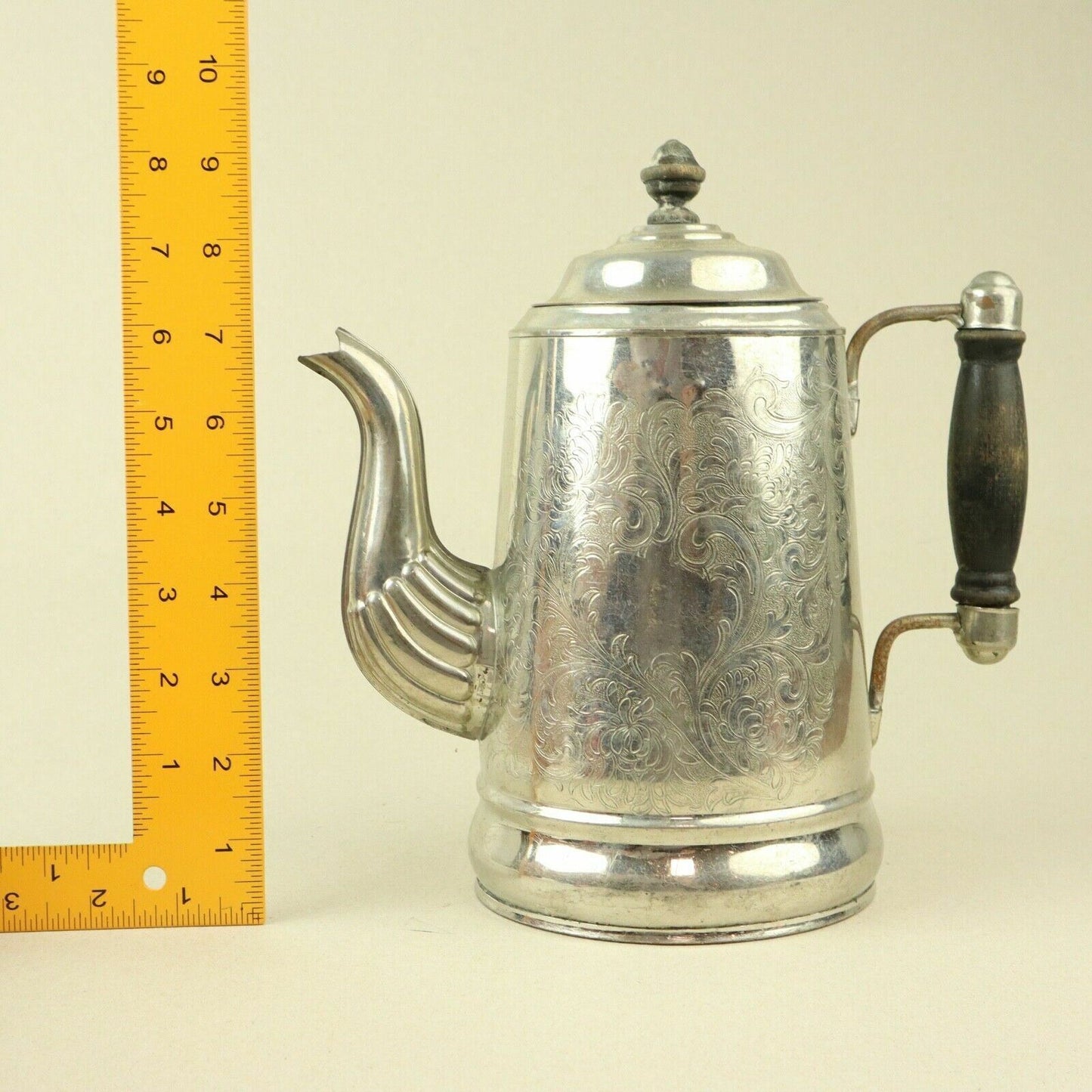 Vintage Tin Pitcher 9" Tall, 5" Base (Lightweight, Camping, Van Life)