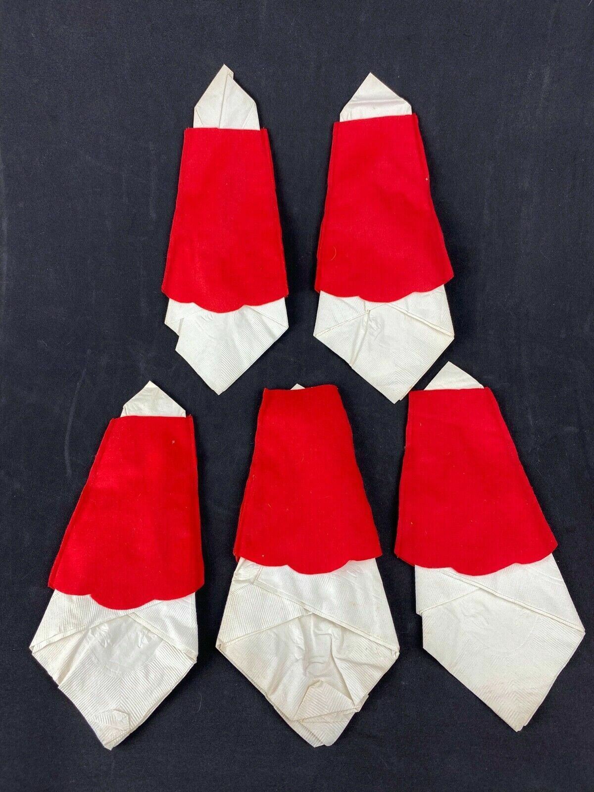 Vintage Set of 5 Handmade Felt Christmas Napkin Holders