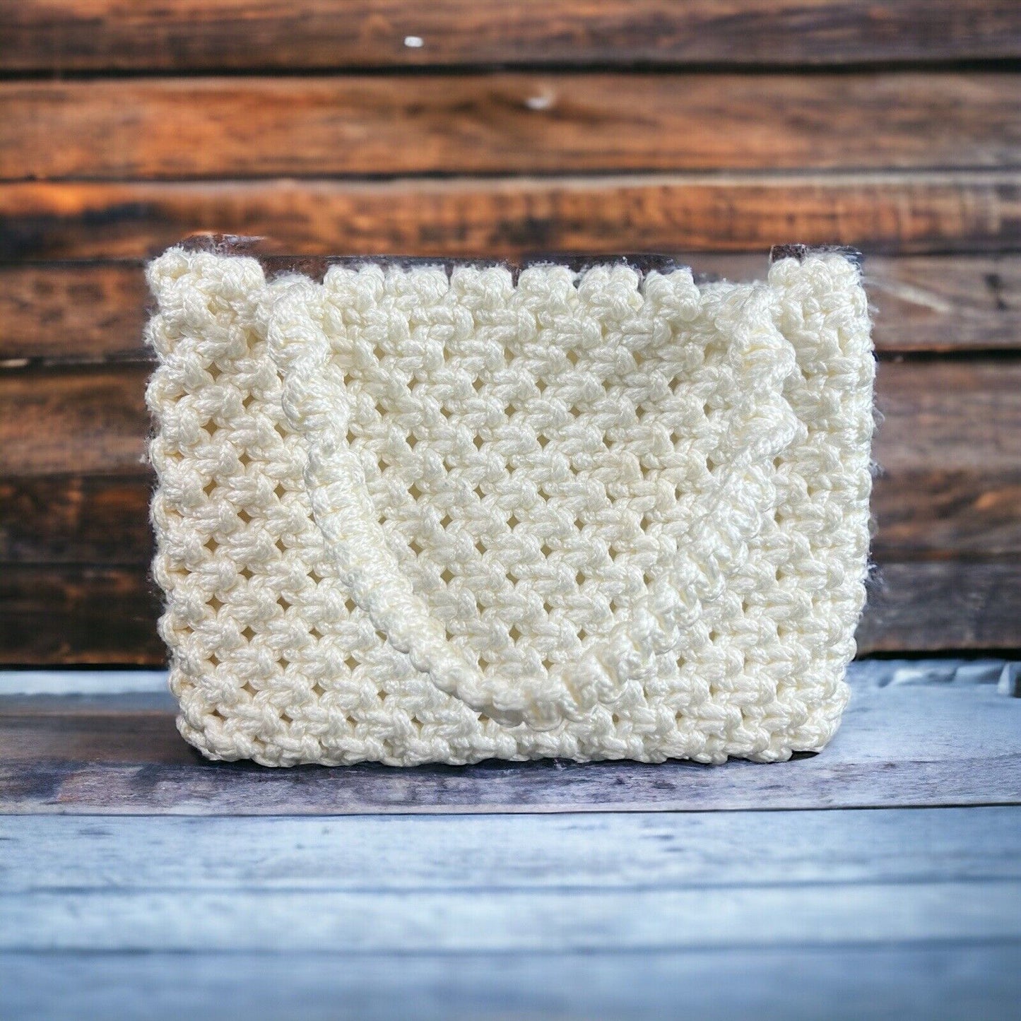 Vintage Knitted Handbag Basket Purse Cottagecore Bag
