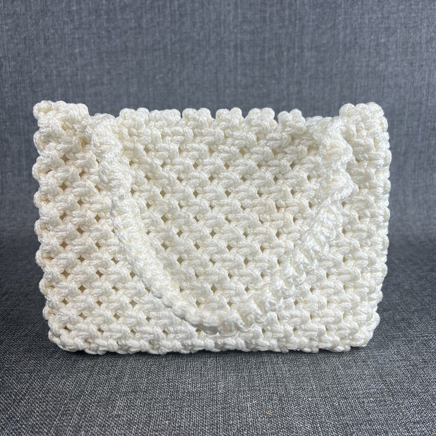 Vintage Knitted Handbag Basket Purse Cottagecore Bag