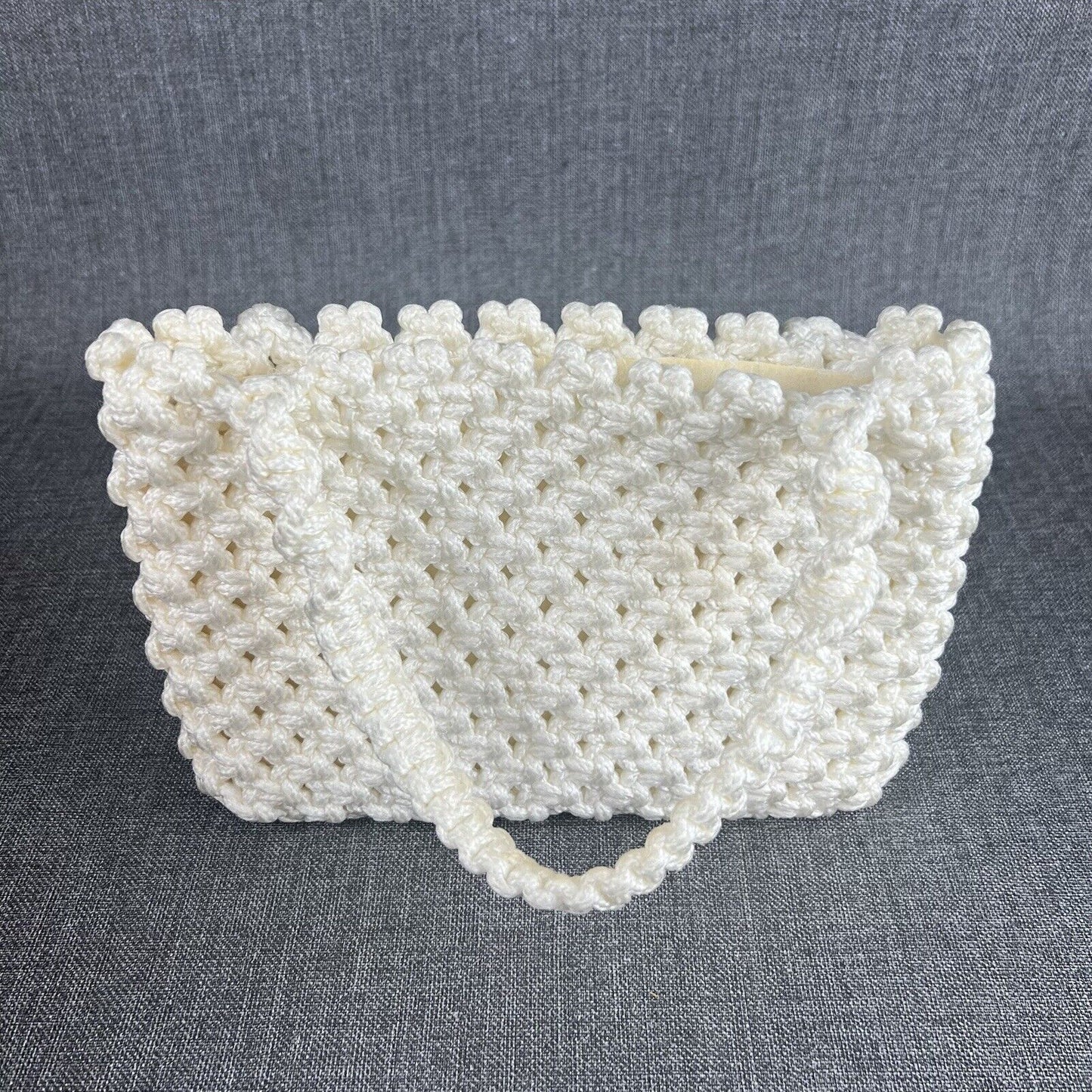 Vintage Knitted Handbag Basket Purse Cottagecore Bag