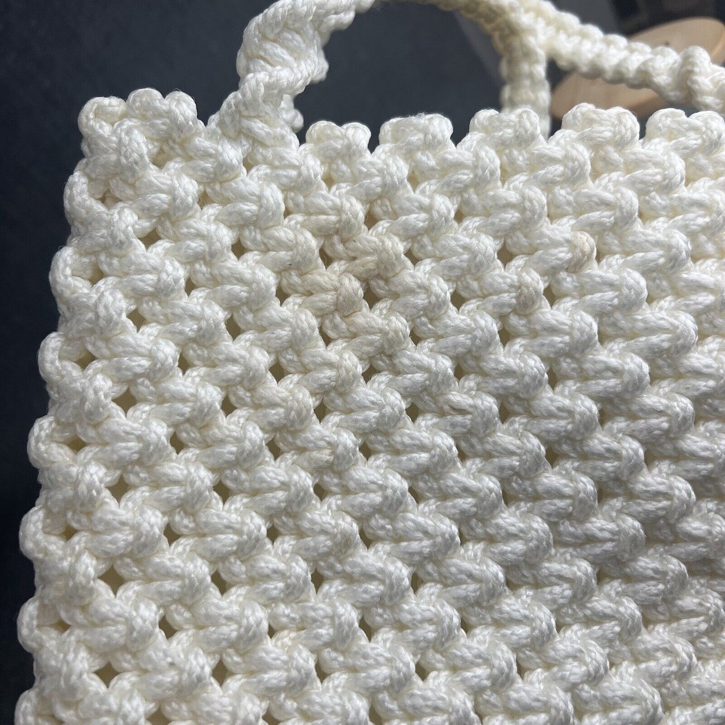Vintage Knitted Handbag Basket Purse Cottagecore Bag