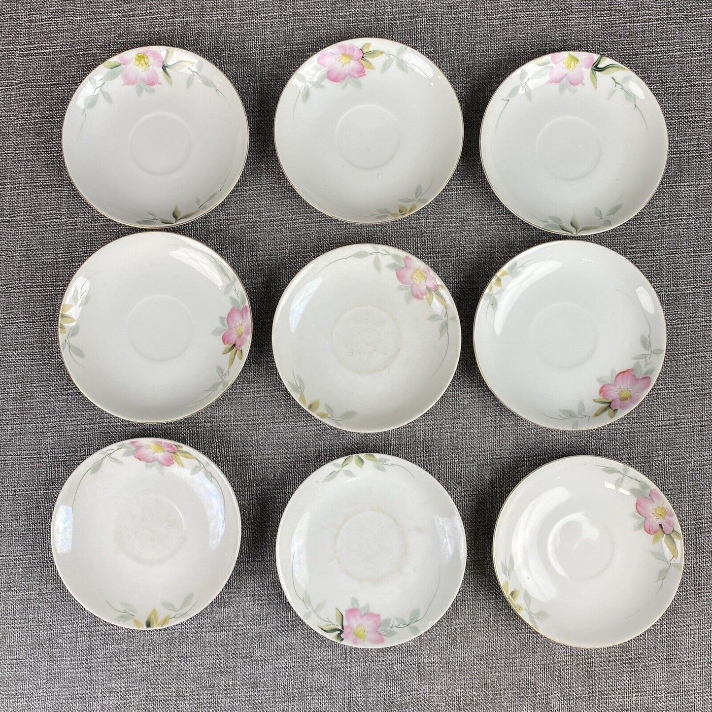 Lot of 9: Noritake China Azalea Hand Painted Saucers
