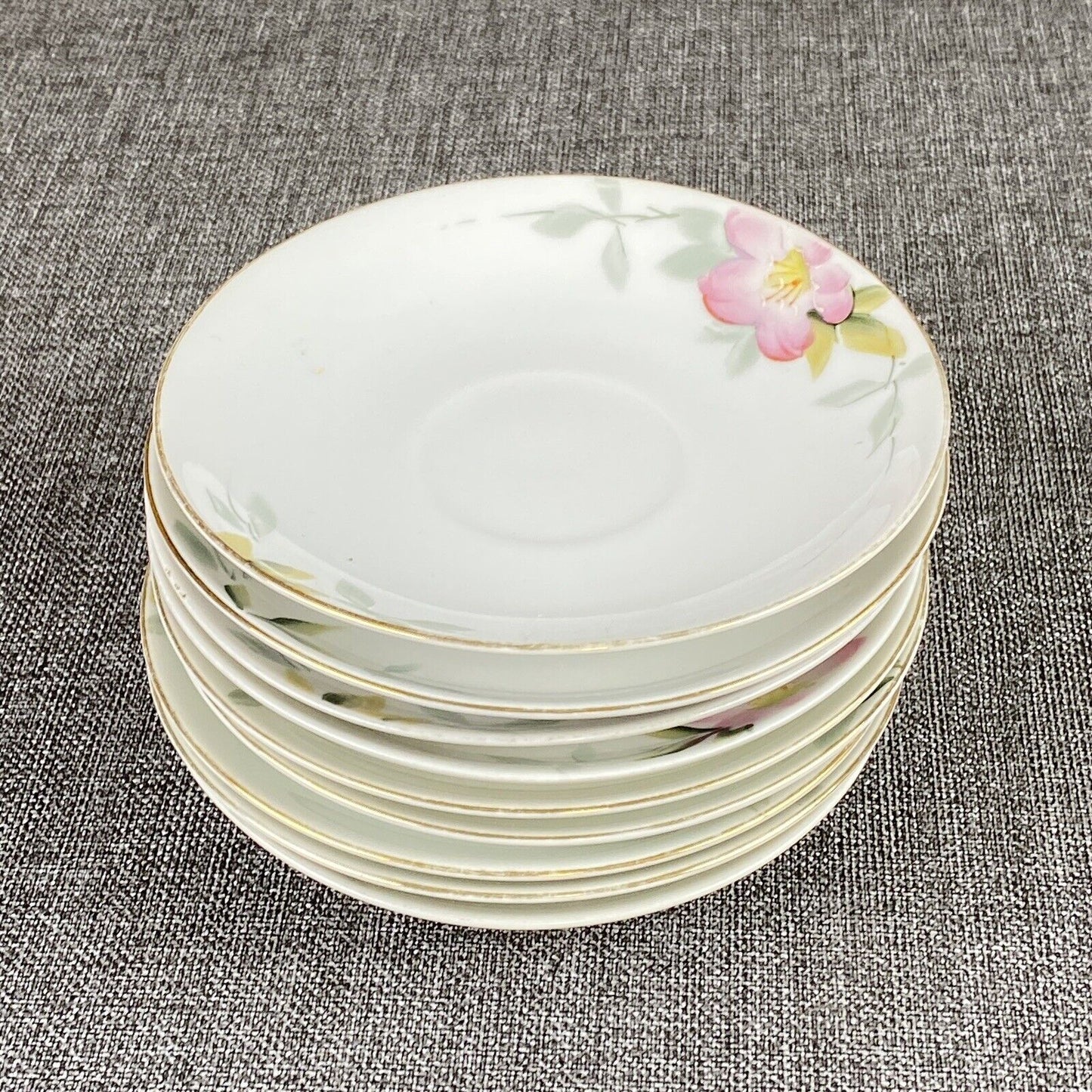 Lot of 9: Noritake China Azalea Hand Painted Saucers