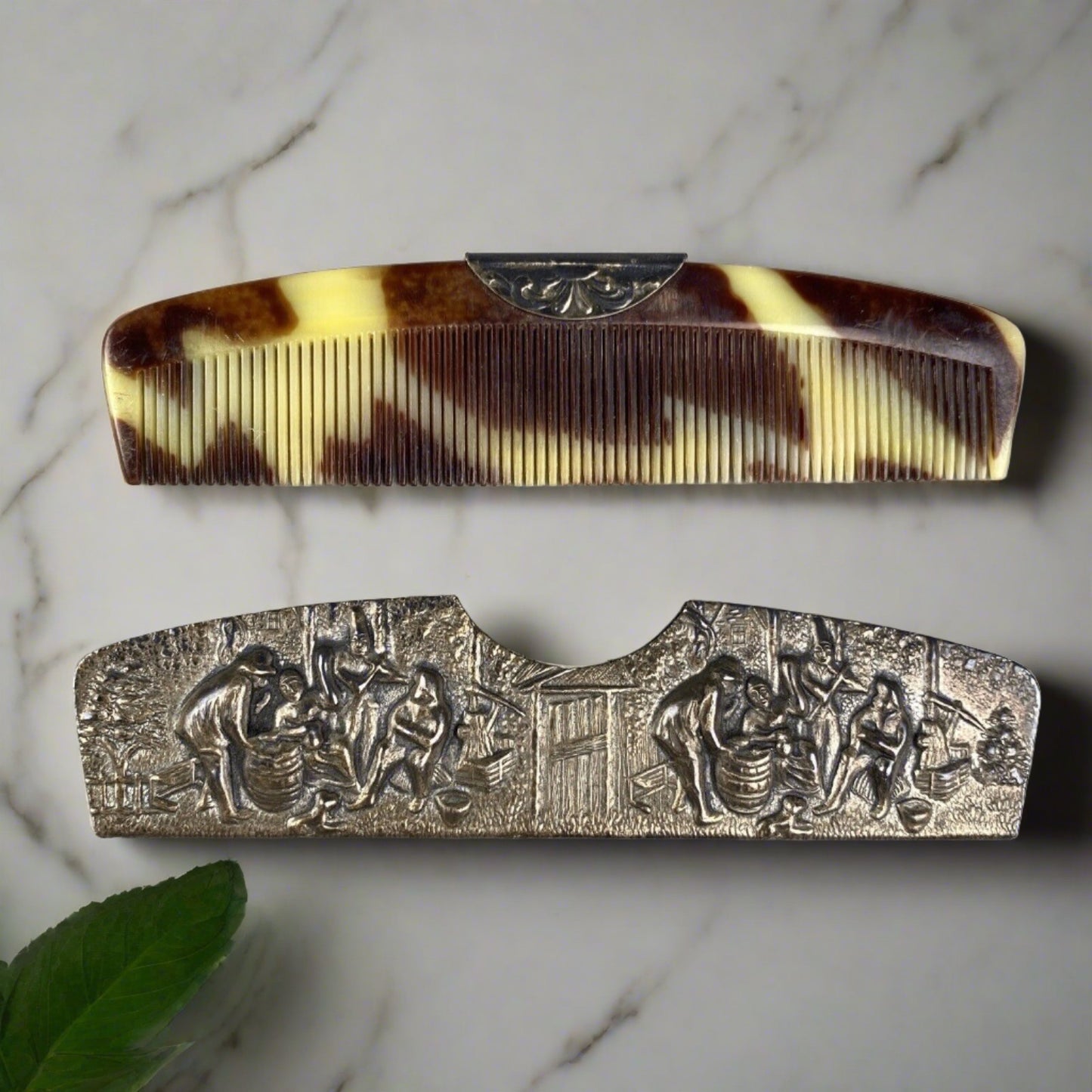 Vintage Silver Plated Metal Embossed Repoussé Comb Spritzer & Fuhrmann Denmark