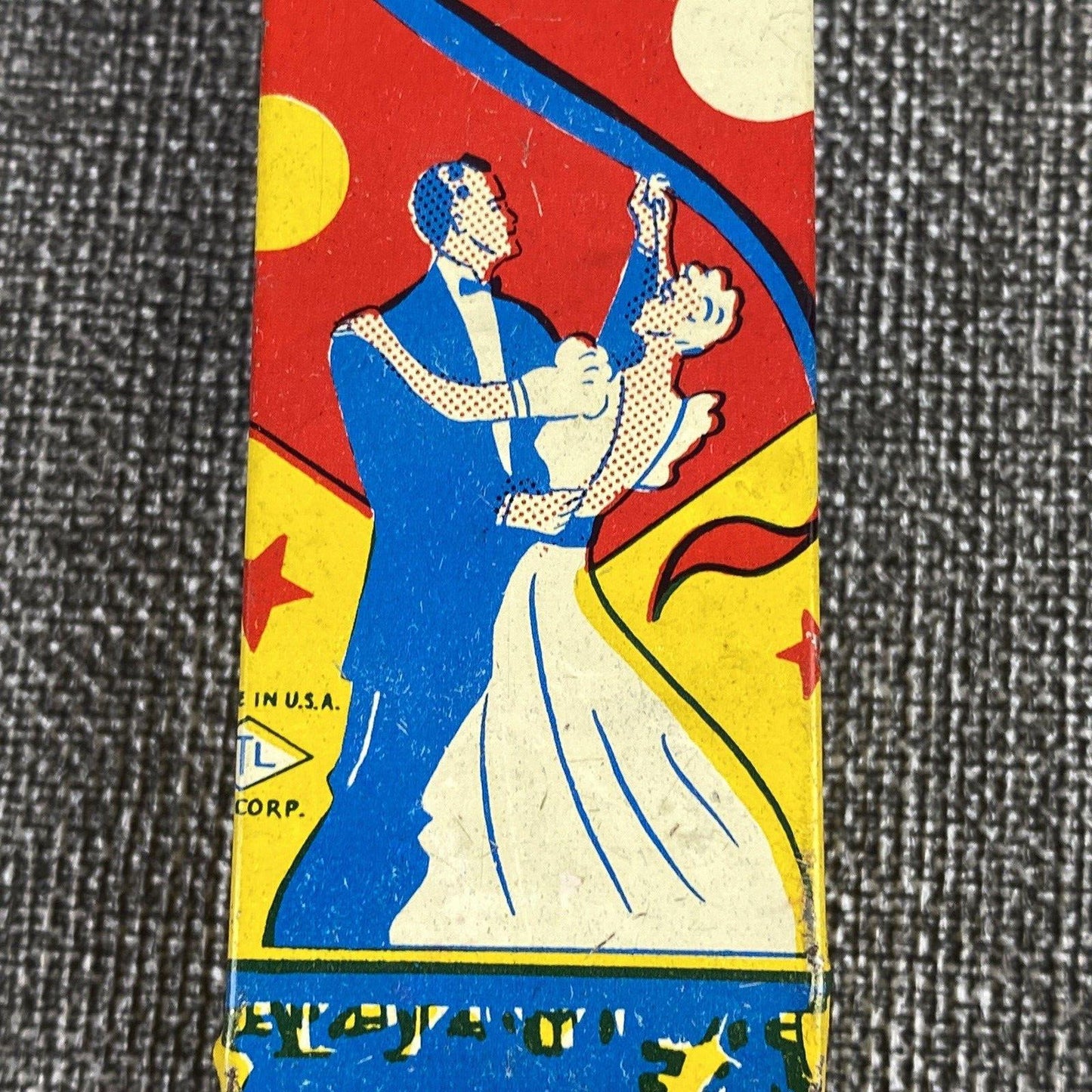 Vintage LTL USA Tin Noisemaker Dancing and Clown Colorful