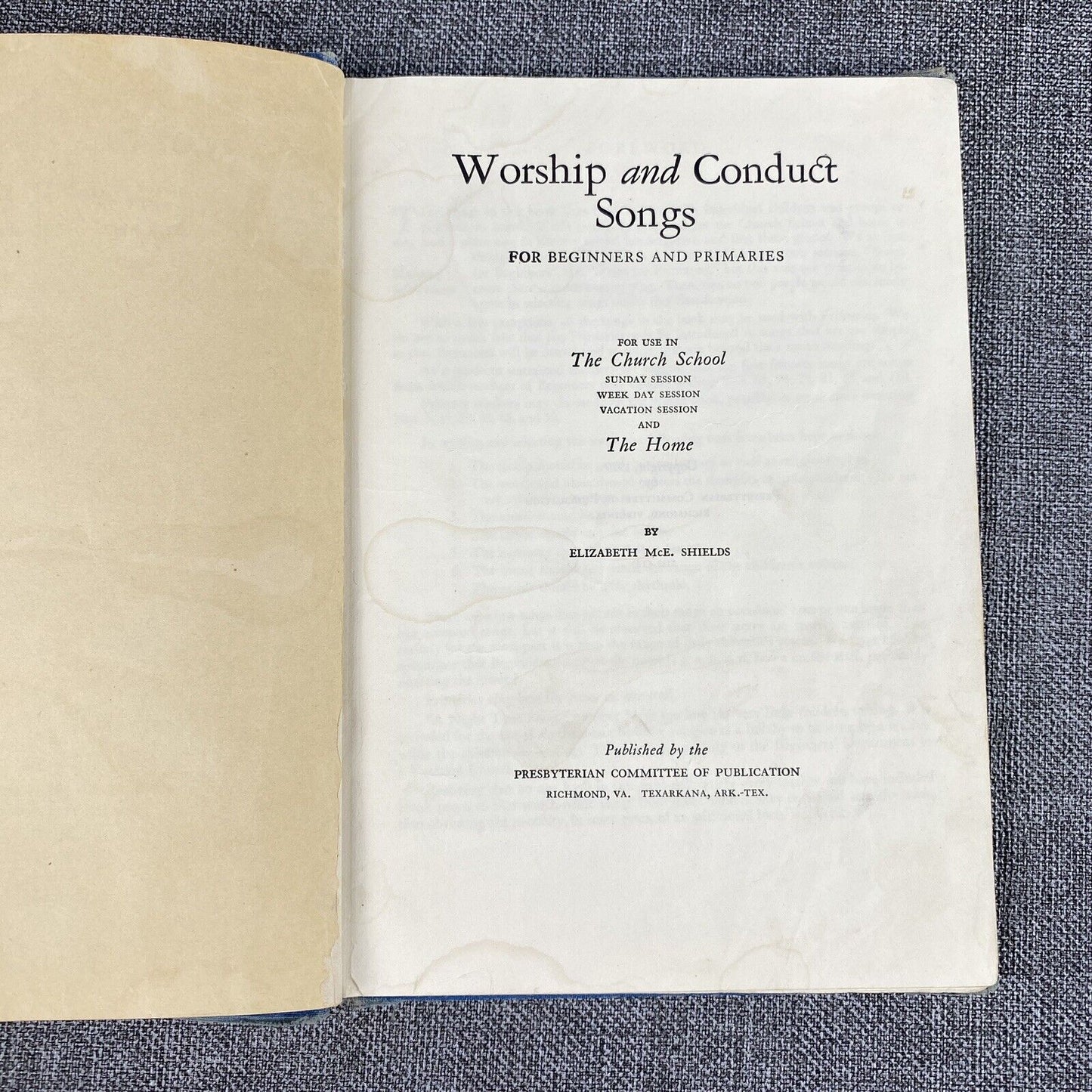Worship & Conduct Song for beginners and primaries Sunday Schools USA, 1929