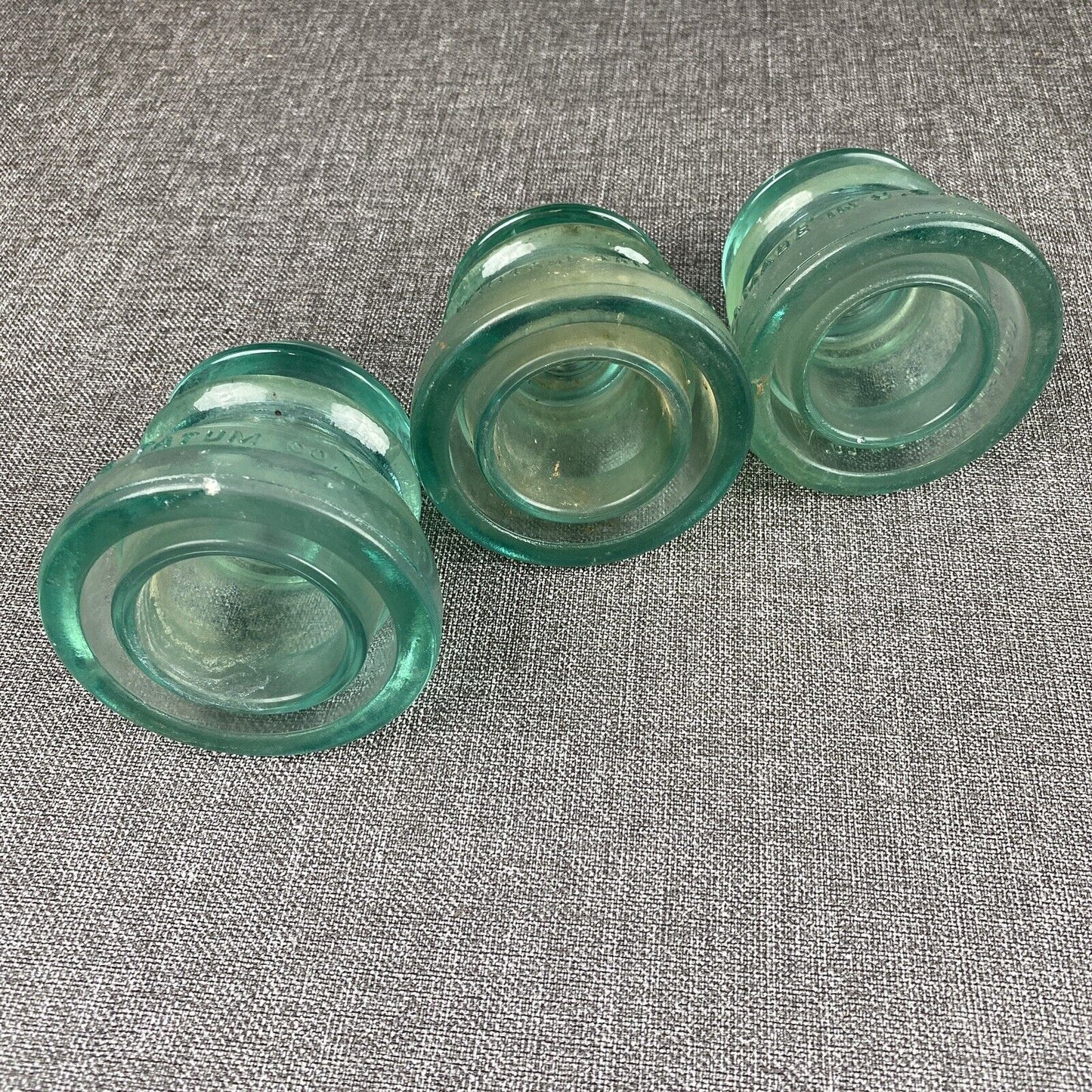 Whitall Tatum Co. Glass Insulators No.1 lot of 3, made in USA