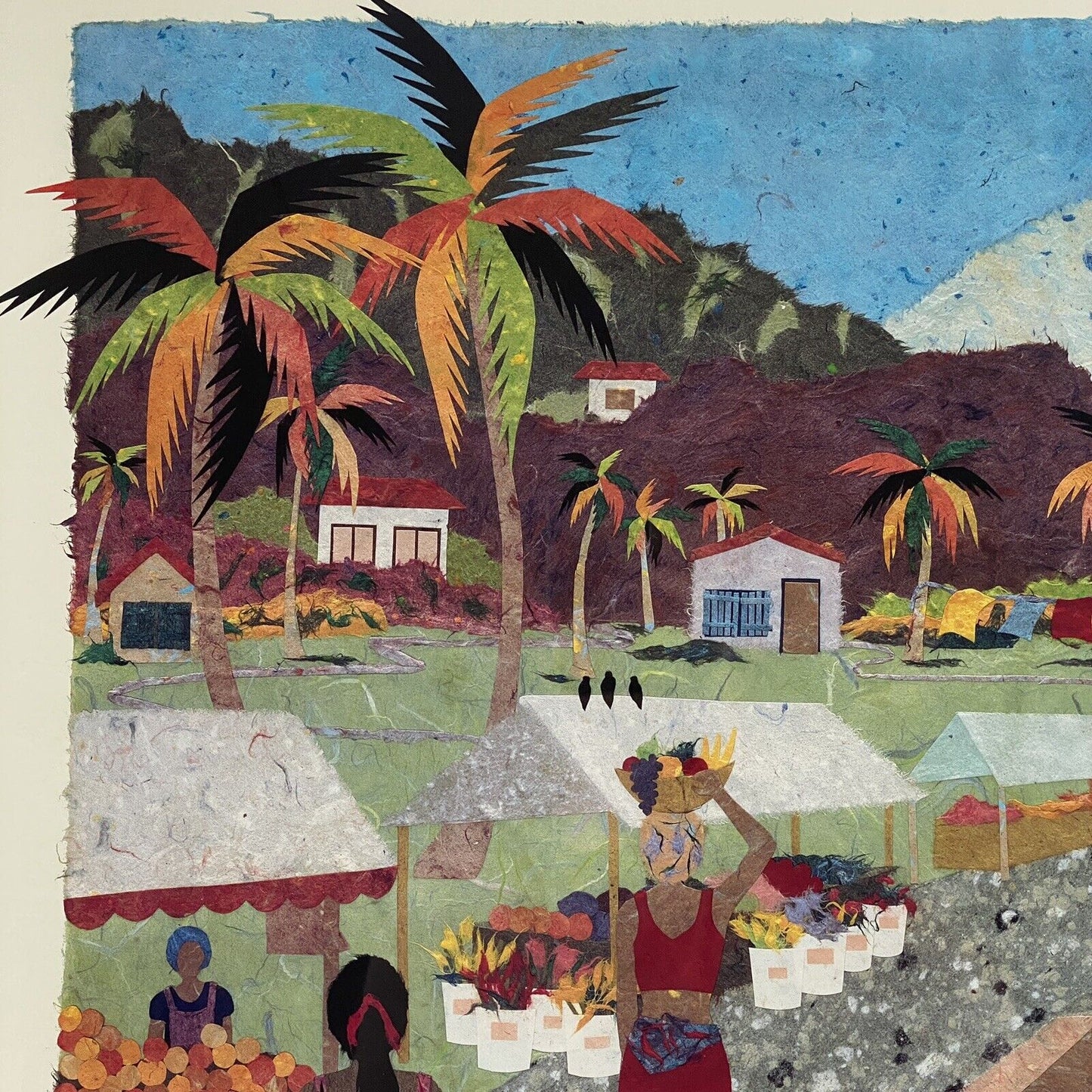 Andrea Beloff SEASIDE MARKET Framed Print 40.5" Width x 29" Height