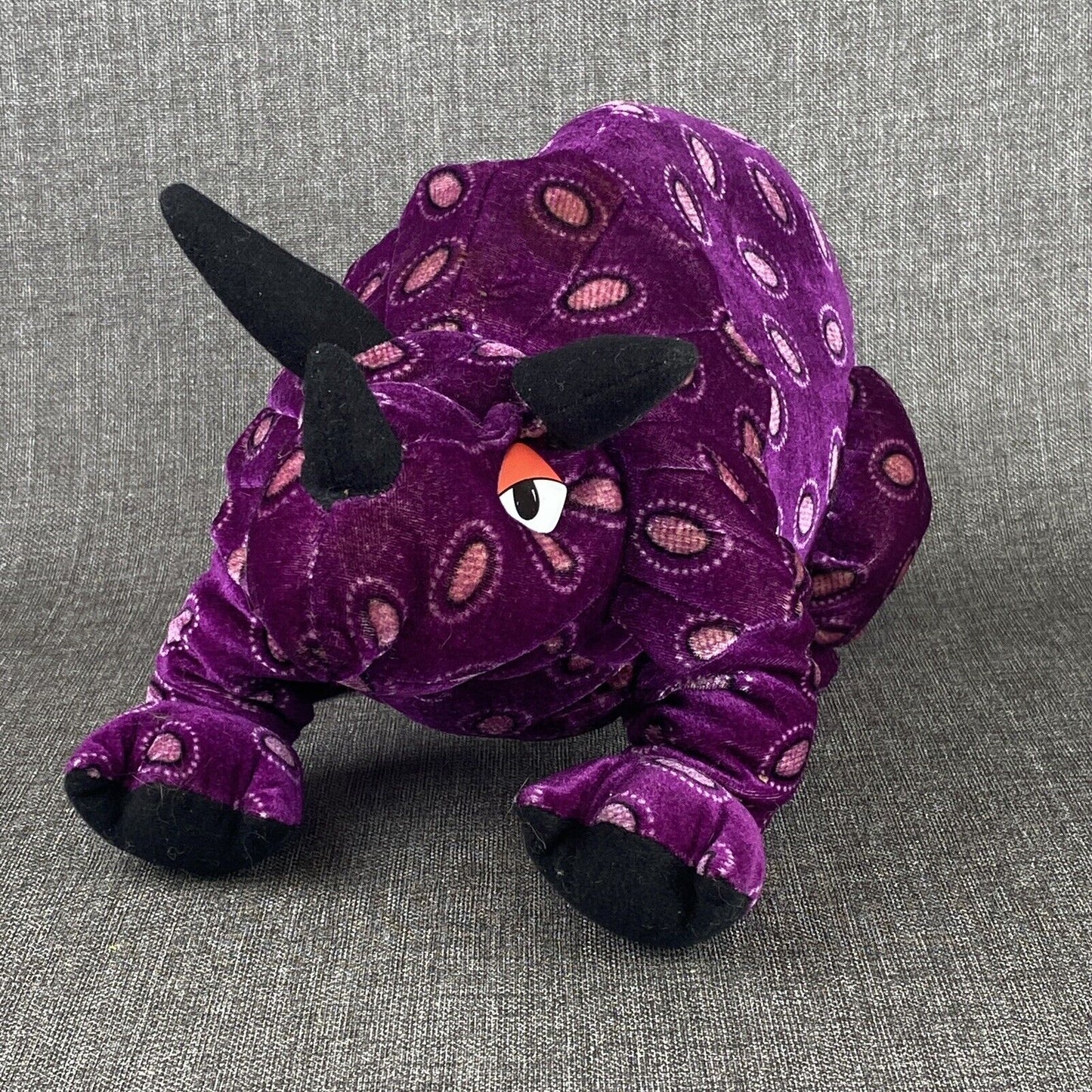 Toyco Dinosaur Stegosaurus Purple Plush 22" , clean
