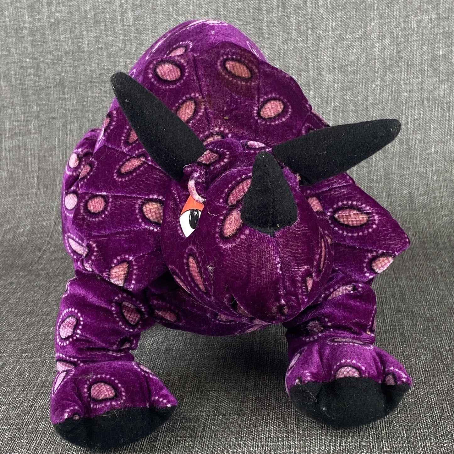 Toyco Dinosaur Stegosaurus Purple Plush 22" , clean