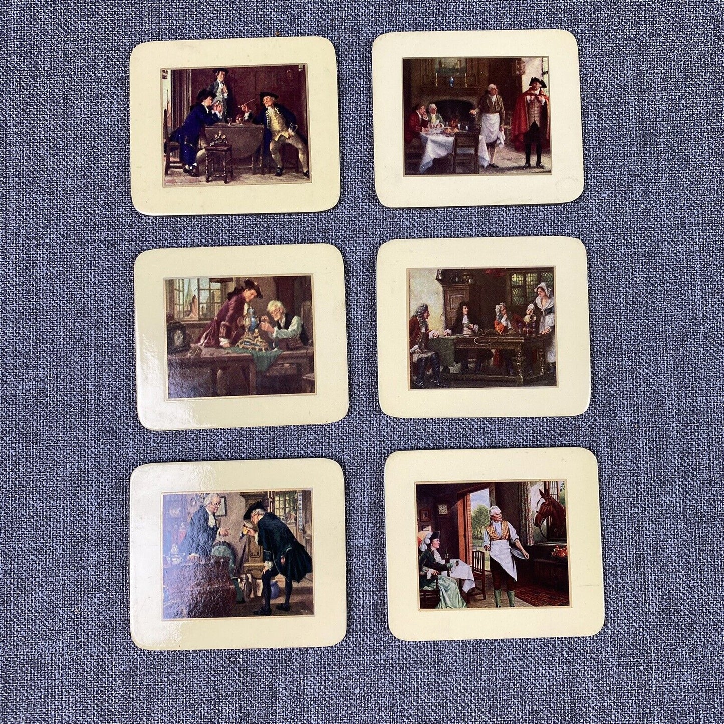 Vintage English Coasters Set 6 , Georgian Motives Made in England size: 3.5"x3"