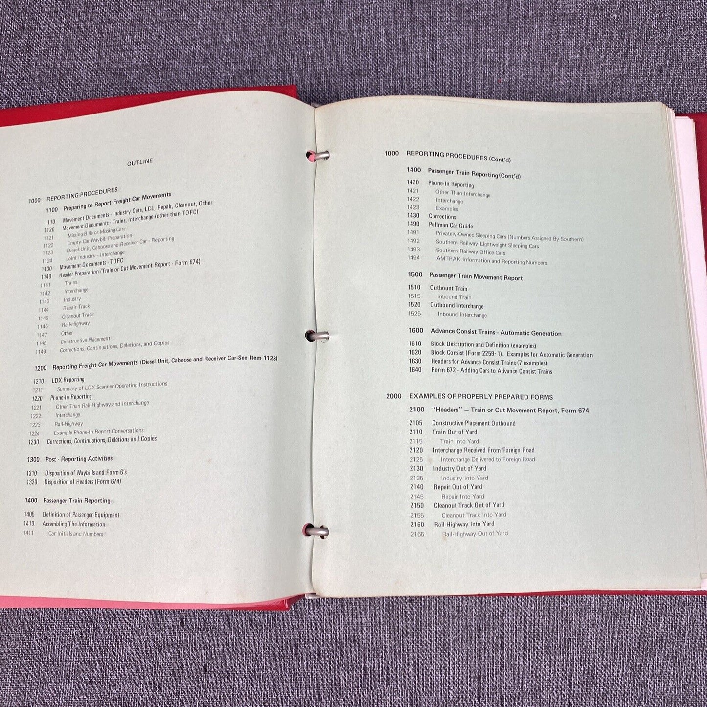 Southern Railway SOU RR Data Reporting Manual , Advance Consist , 1970's
