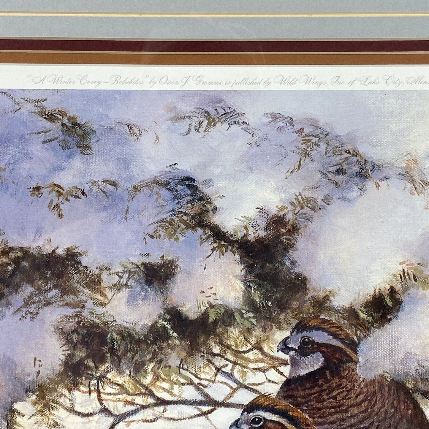 A Winter Covey-Bobwhites Print by Owen J. Gromme Wild Wings 27"x32 - SIGNED