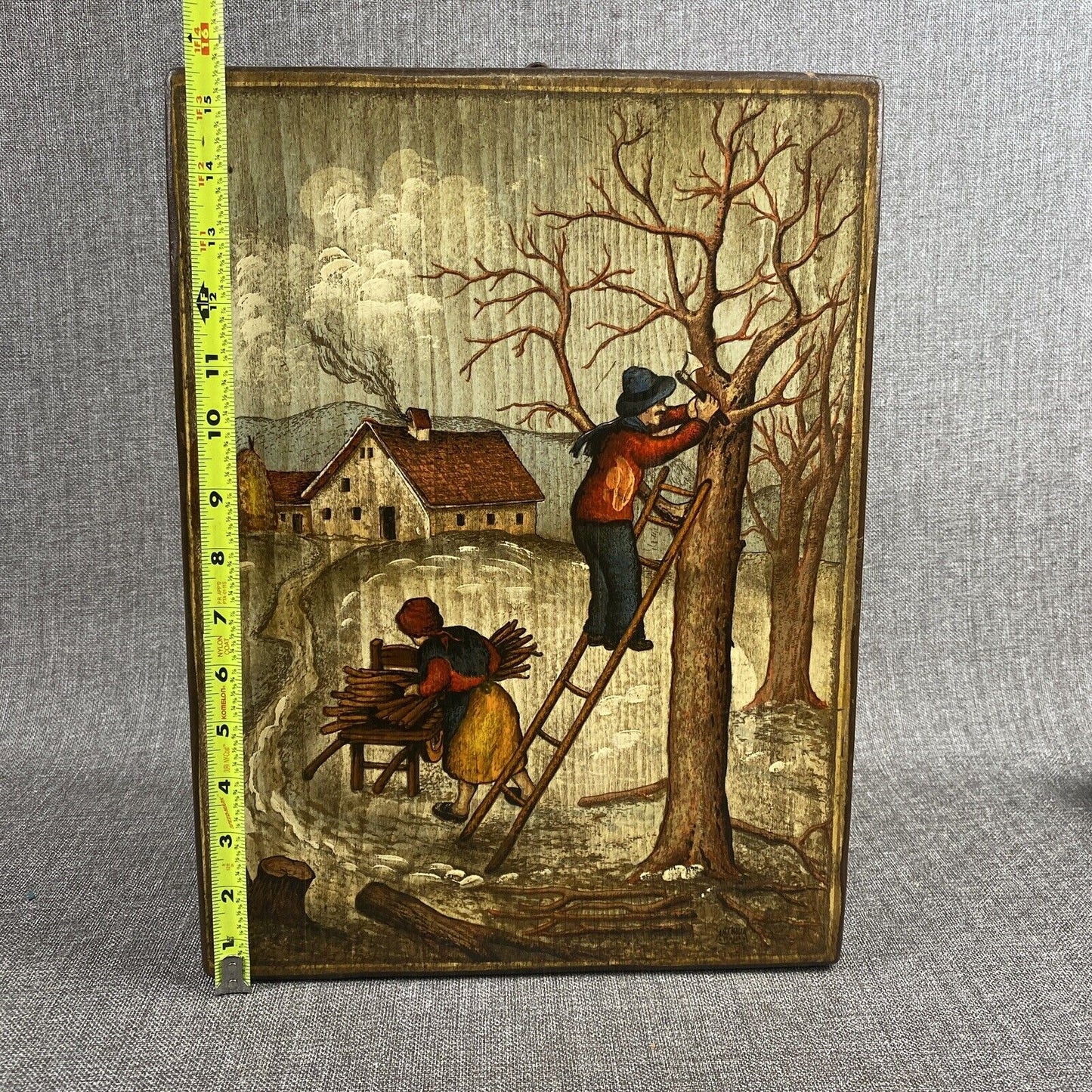 Antiqua Italia Four Seasons Vintage Set of 4 Wood Plates Folk Art Countryside