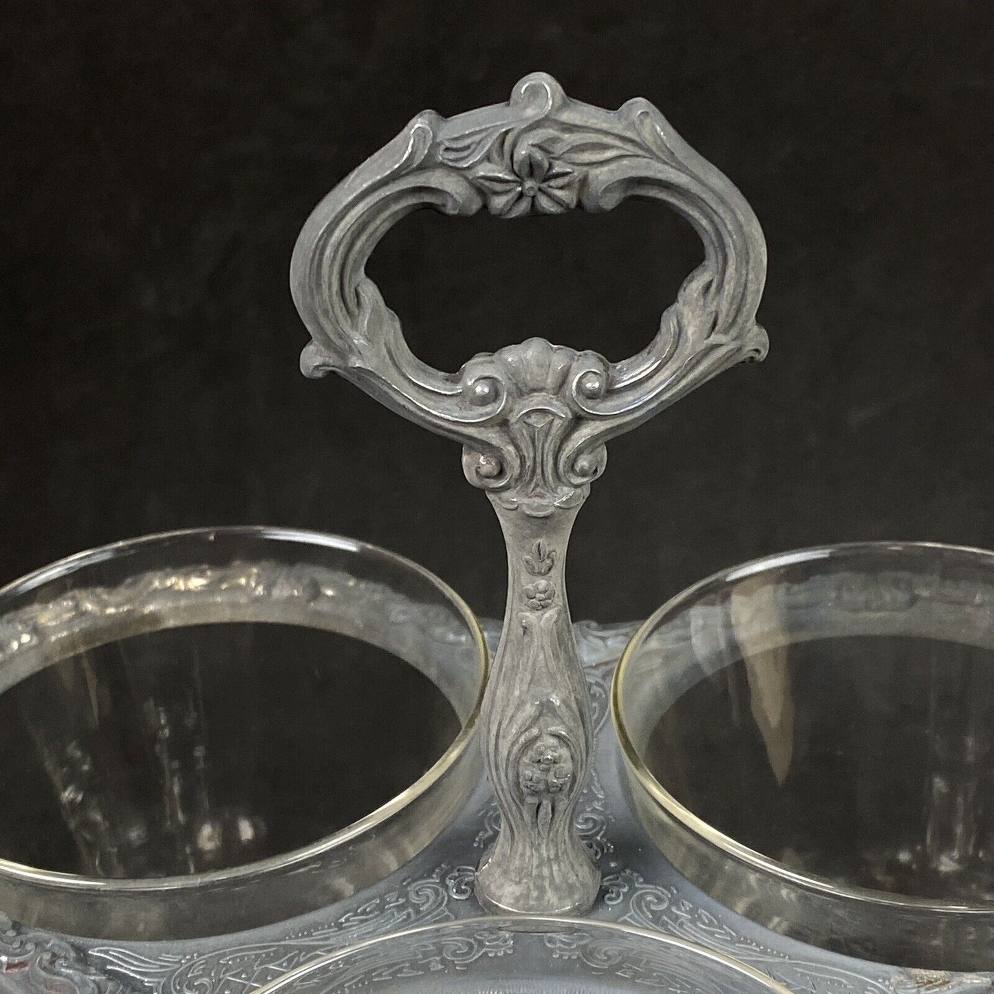 Sheridan Silver Company Vintage Silver Plate Rotating Dip/Relish Server Stand