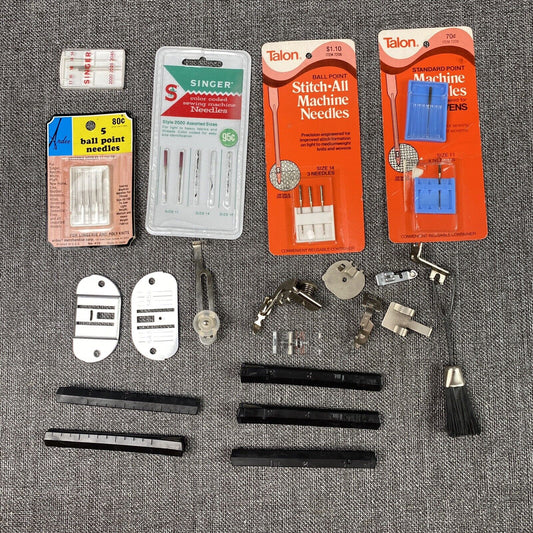 Vintage Singer, Talon sewing Needles + sewing machine accessories