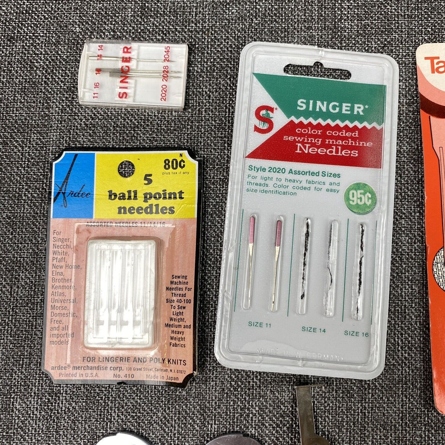 Vintage Singer, Talon sewing Needles + sewing machine accessories