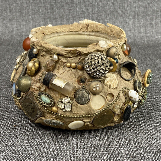 Vintage Kitsch Pottery Art with Glass Inside