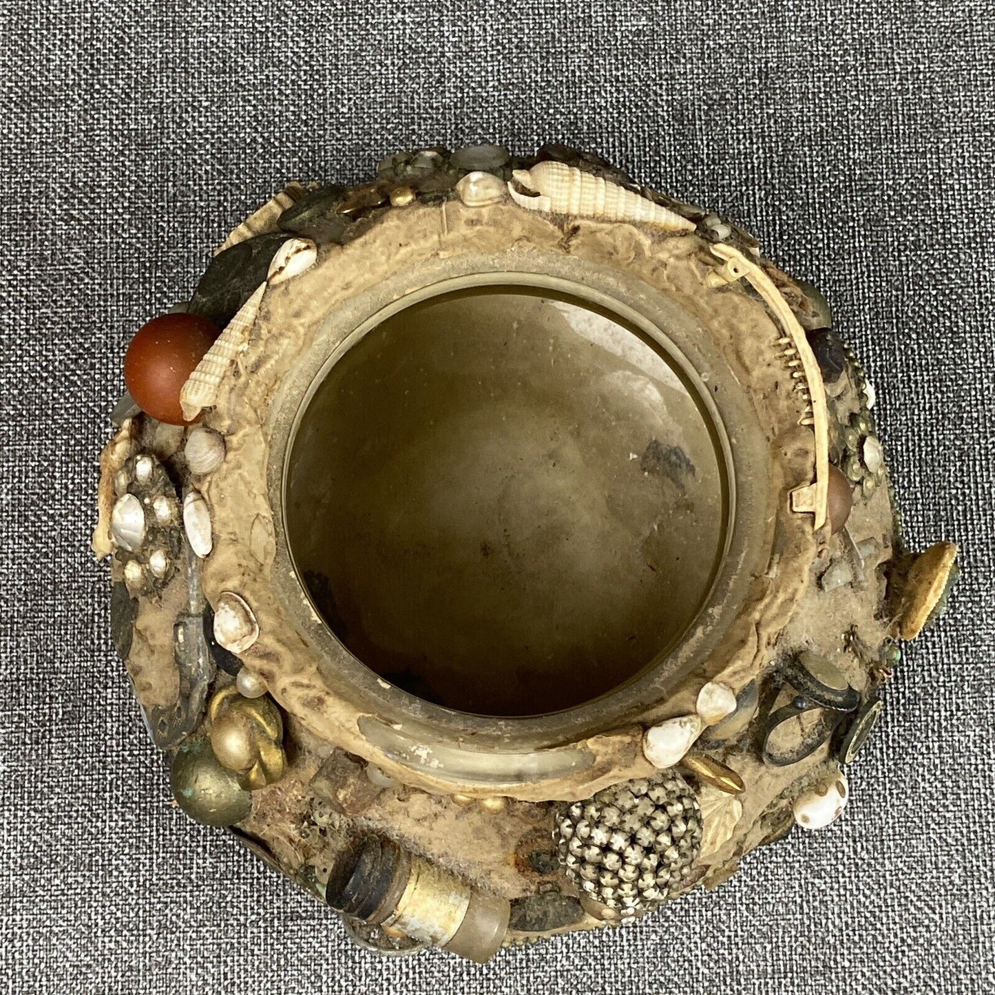 Vintage Kitsch Pottery Art with Glass Inside