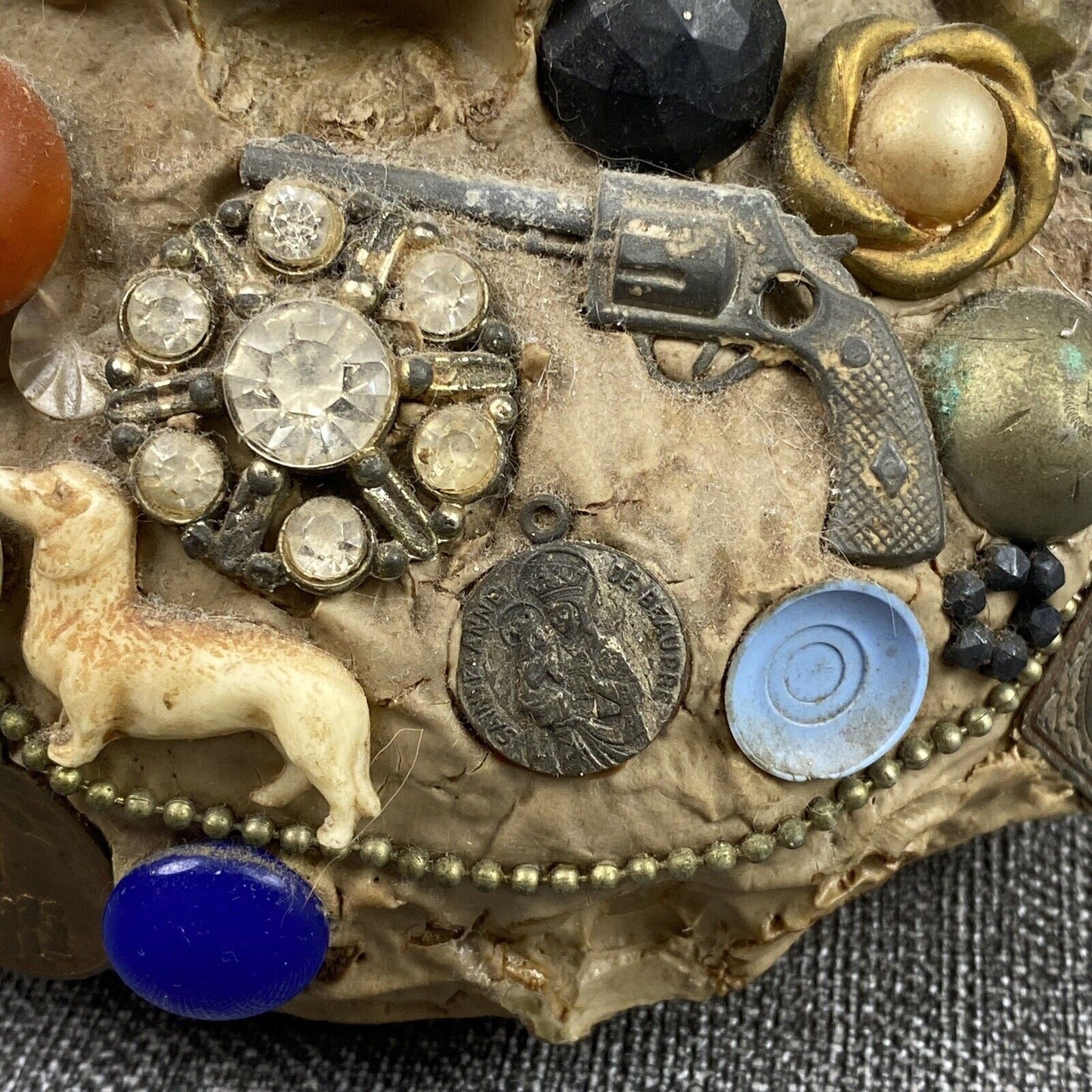 Vintage Kitsch Pottery Art with Glass Inside