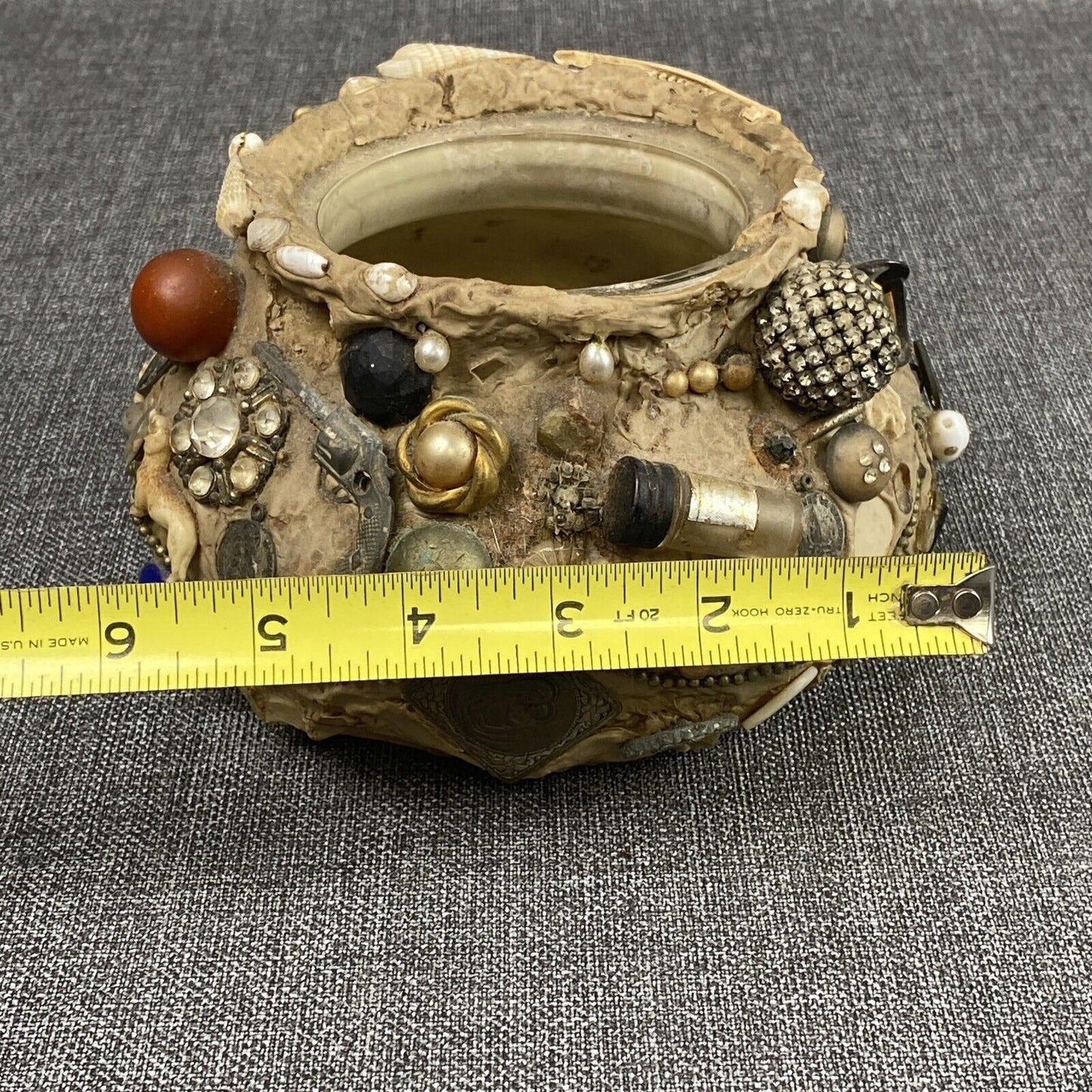 Vintage Kitsch Pottery Art with Glass Inside