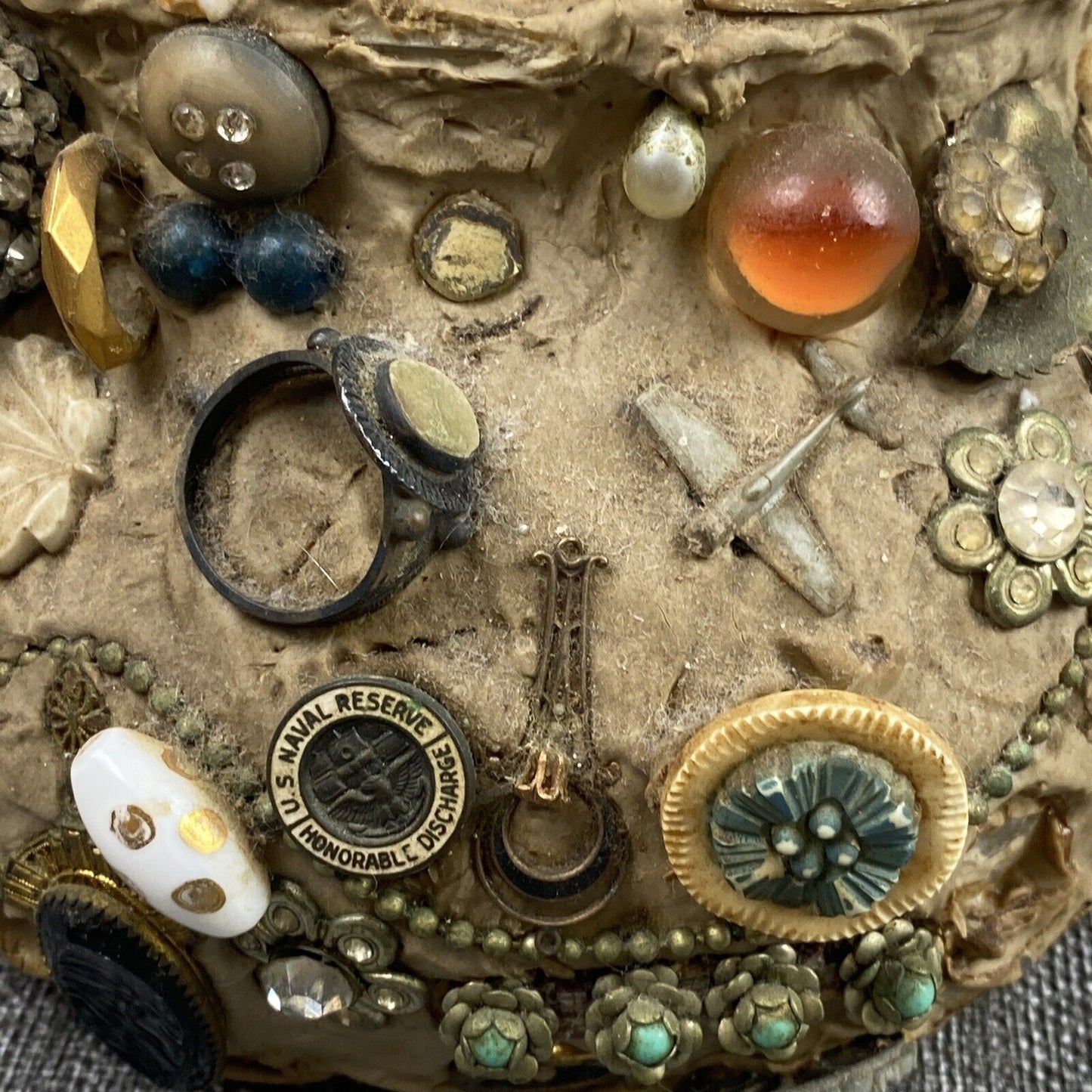Vintage Kitsch Pottery Art with Glass Inside